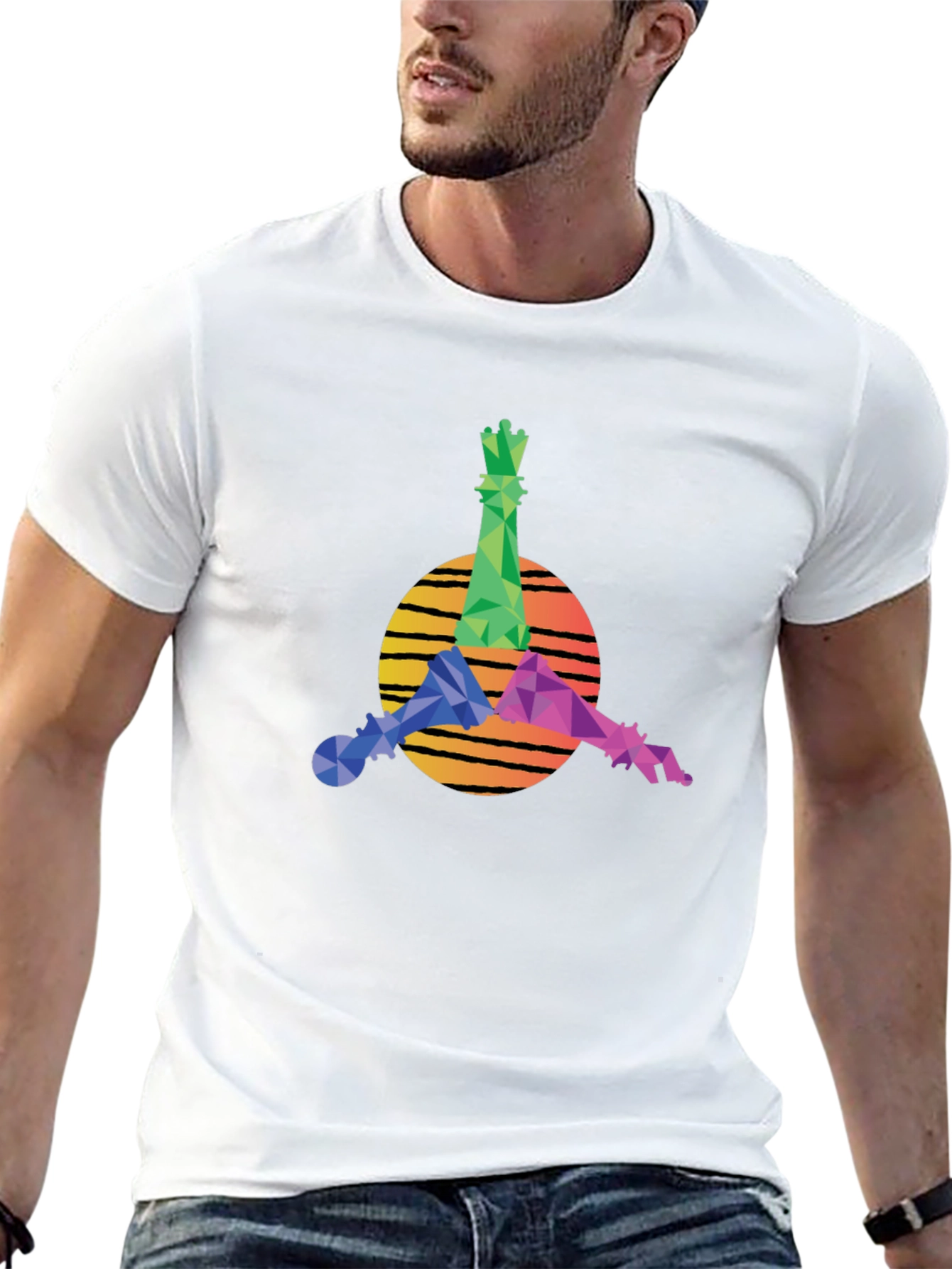 Geometric Chess Kings Graphic Tee - Stylish Casual Wear