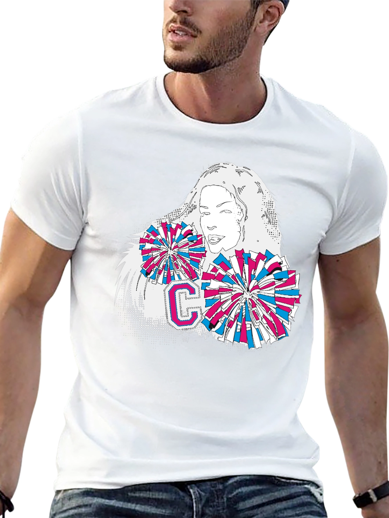 Cheerleader Graphic T-Shirt - Stylish Cotton Tee