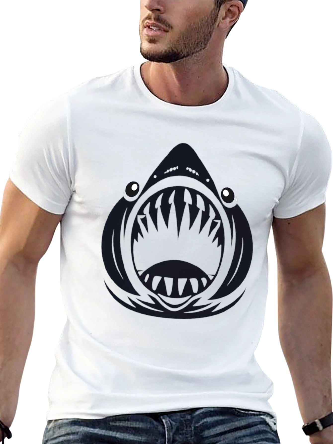 Mens Black Angler Fish Graphic T-Shirt