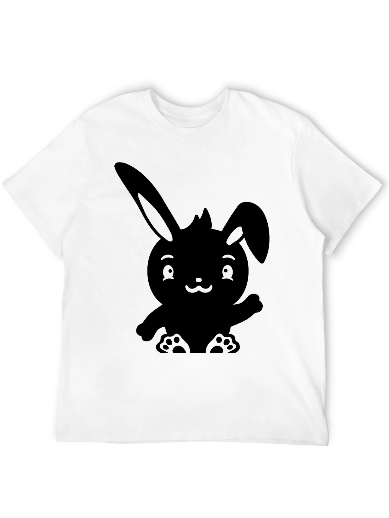 Cute Bunny Graphic Tee - Black Cotton T-Shirt