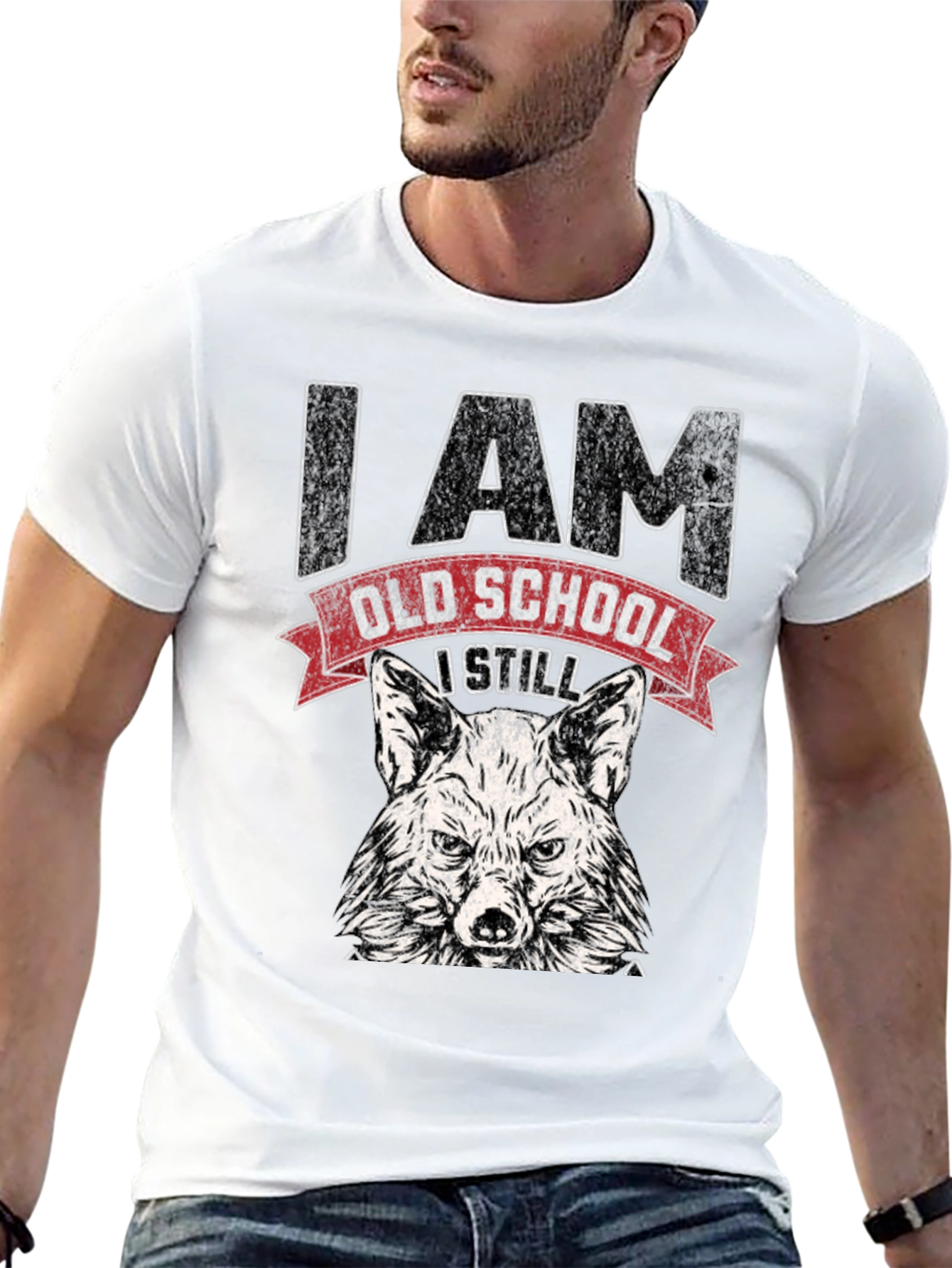 I Am Old School Wolf Graphic Tee
