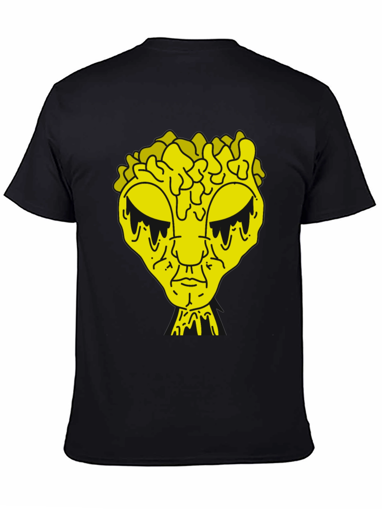 Black T-Shirt with Dripping Yellow Alien Graphic