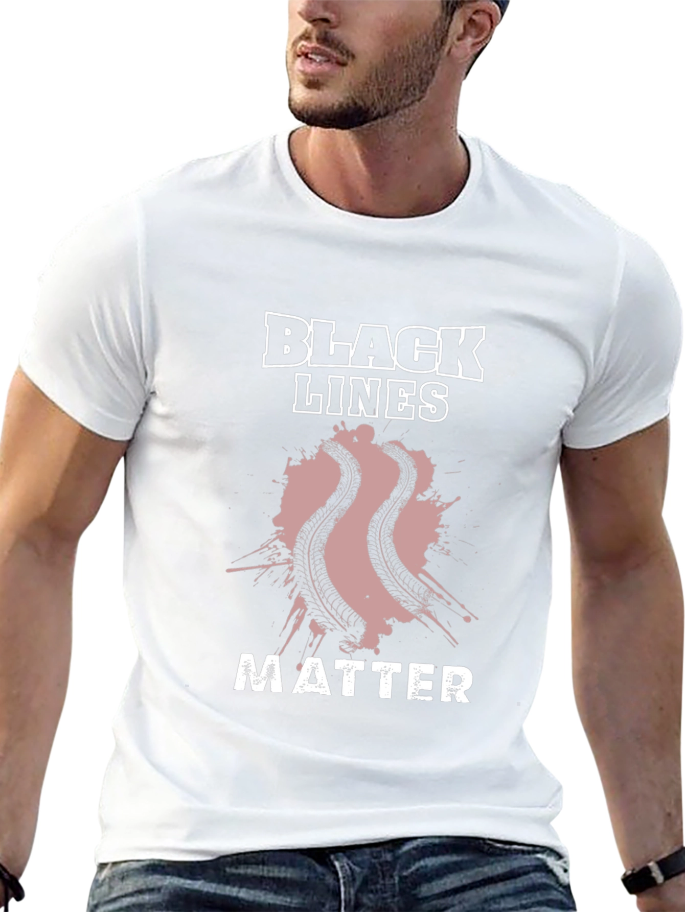 Black Lines Matter Graphic Tee - Mens Black T-Shirt