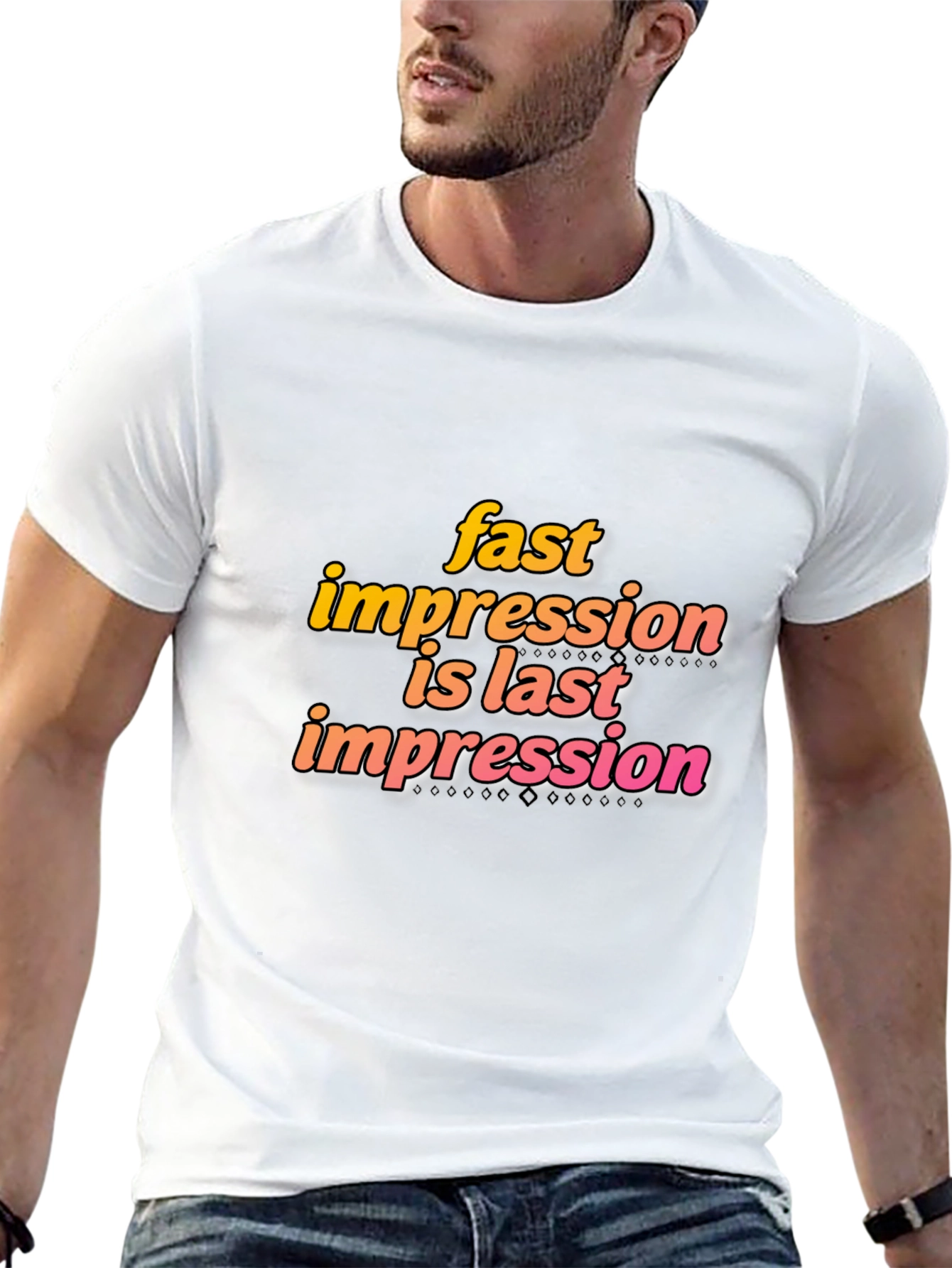 Fast Impression Tee - Stylish Black Cotton Blend T-Shirt