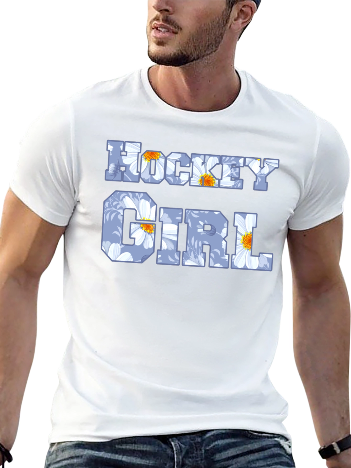 Hockey Girl Floral Graphic T-Shirt