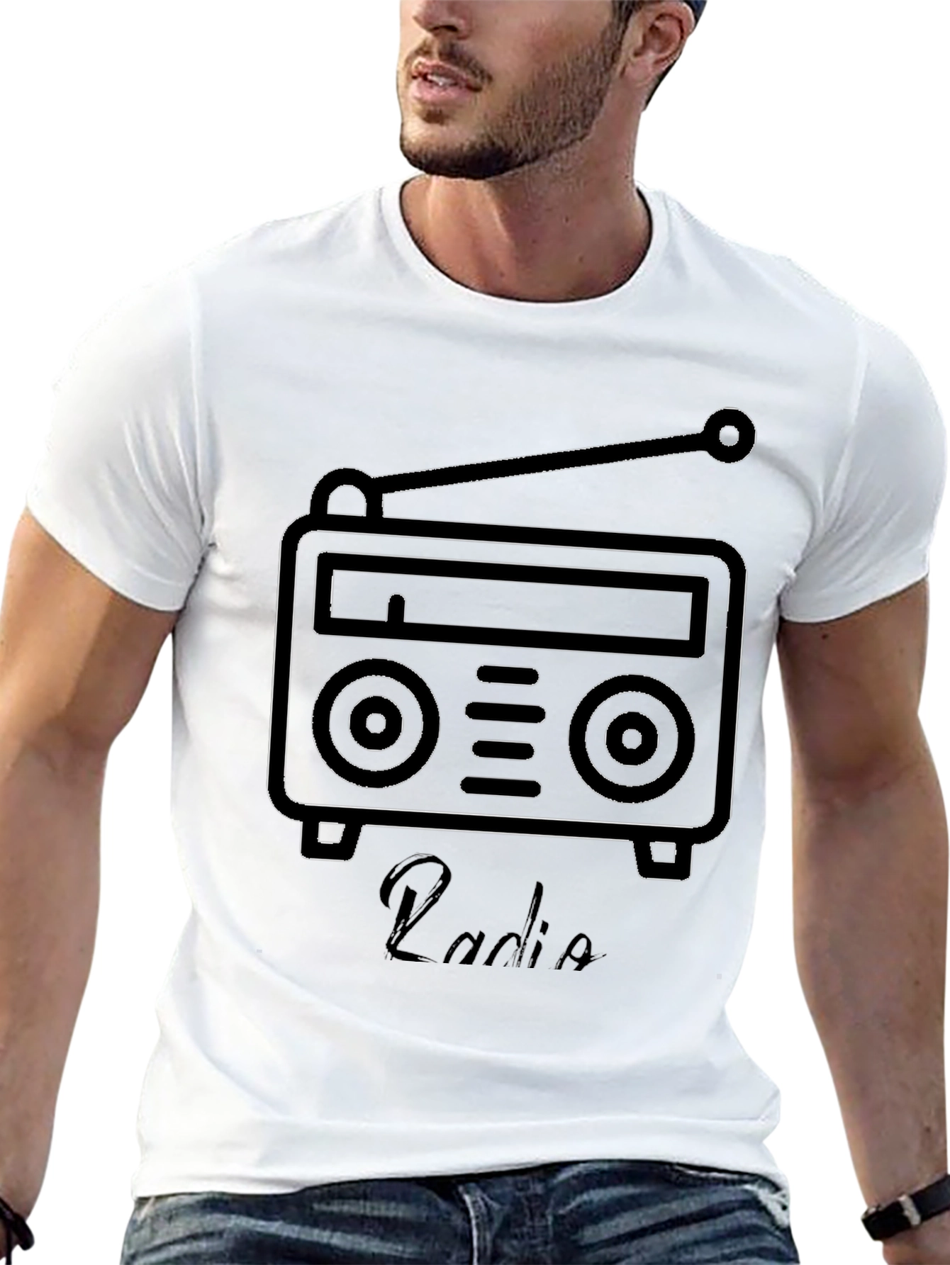 Retro Radio Graphic Black T-Shirt