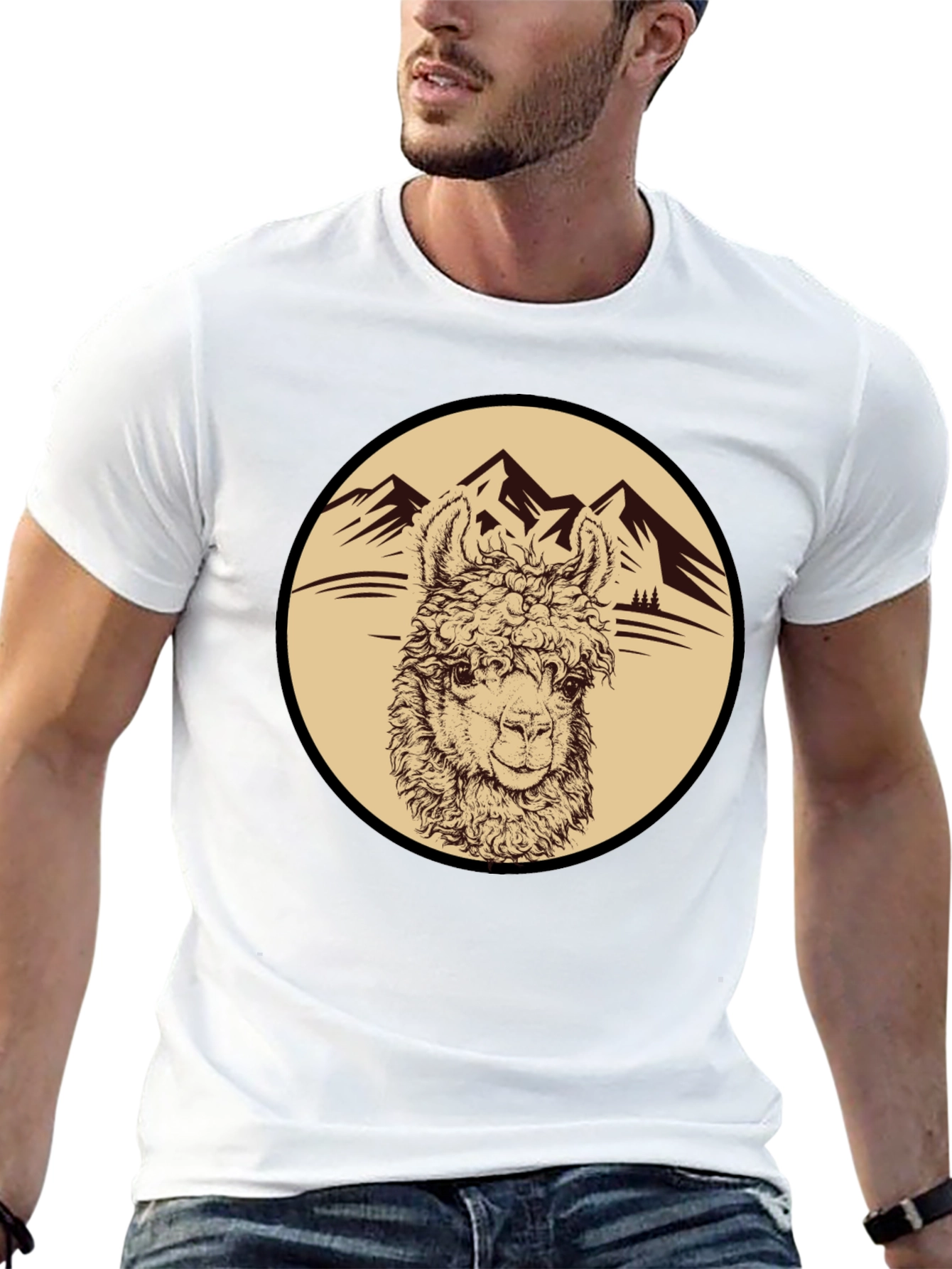 Llama Mountain Graphic Tee - Black