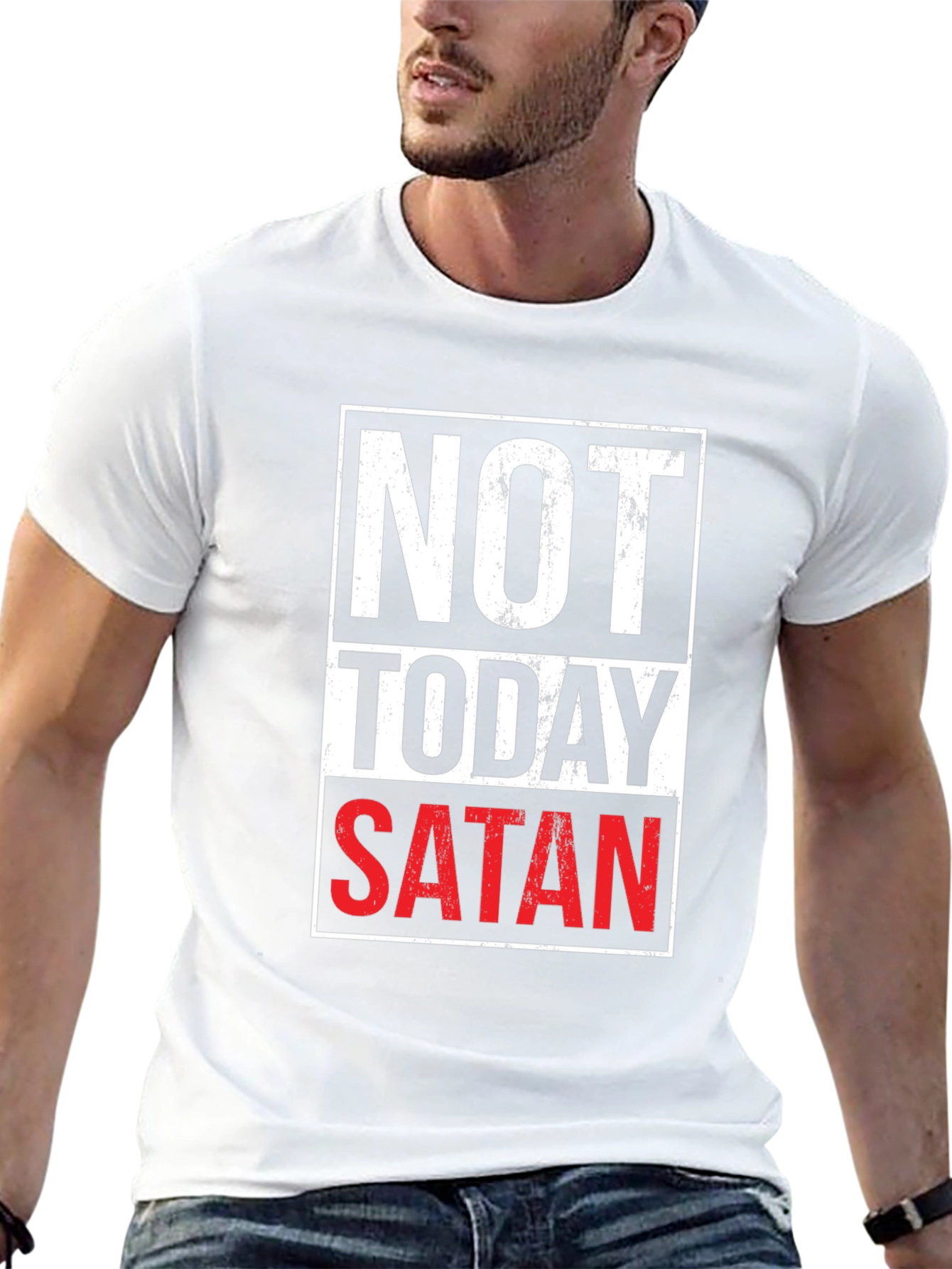 Not Today Satan Graphic T-Shirt - Black Casual Tee