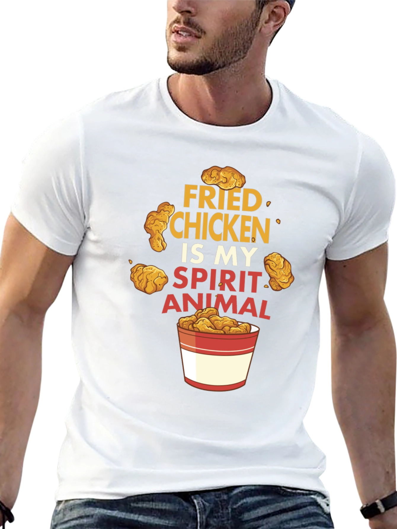 Fried Chicken Spirit Animal Black Graphic T-Shirt