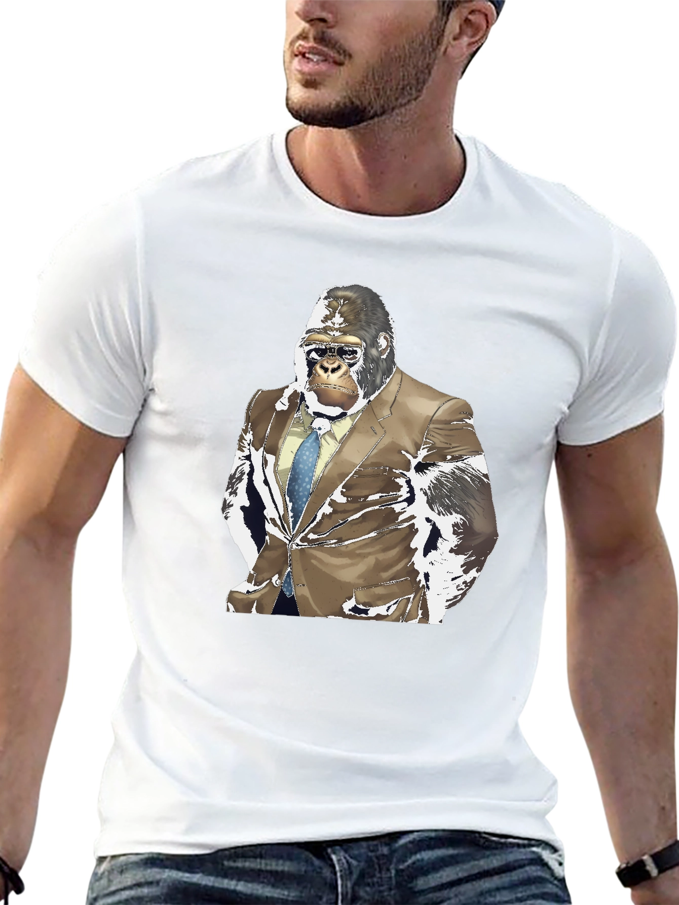 Gorilla in Suit Graphic Tee - Black