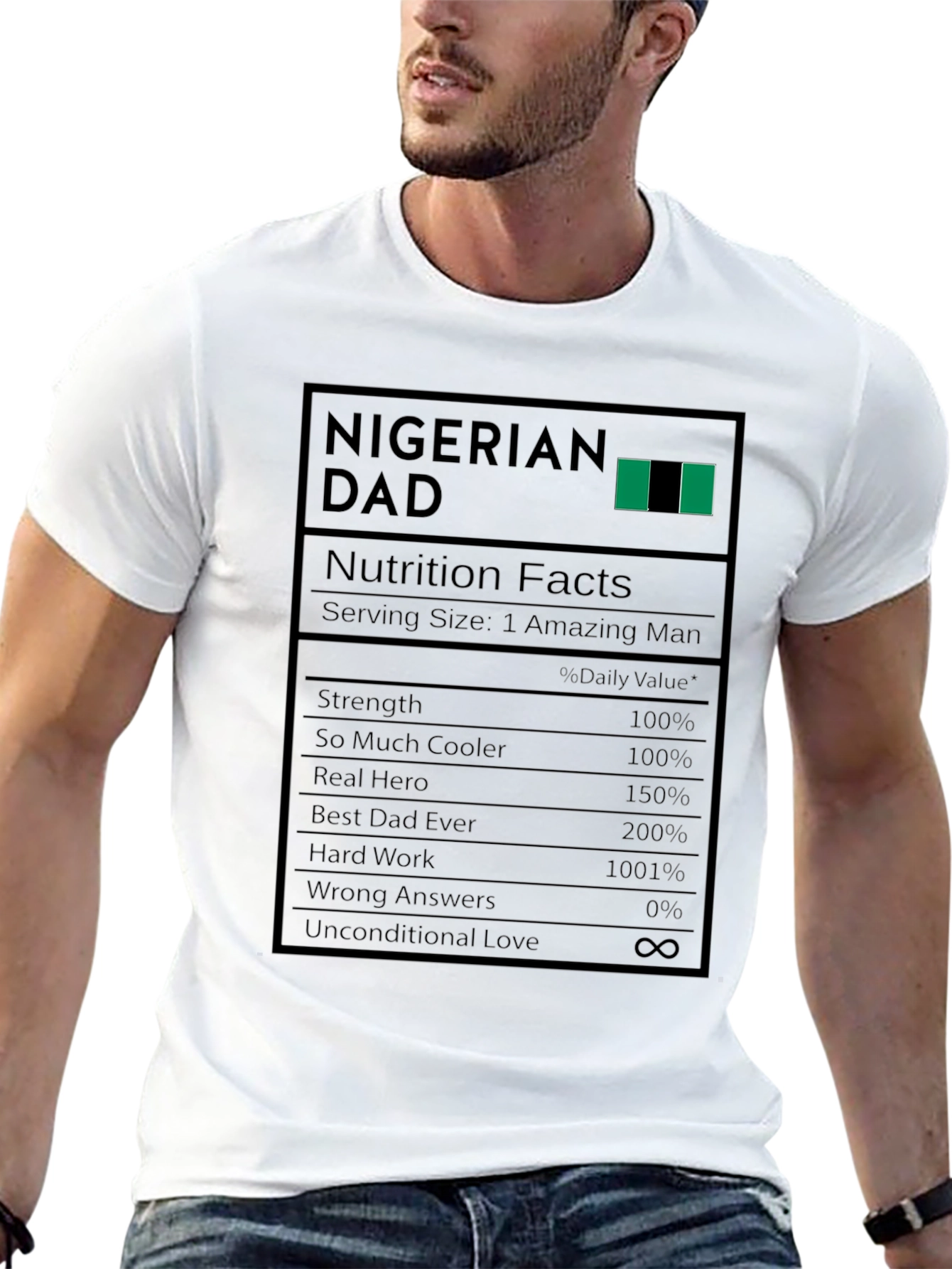 Nigerian Dad Nutrition Facts Graphic T-Shirt