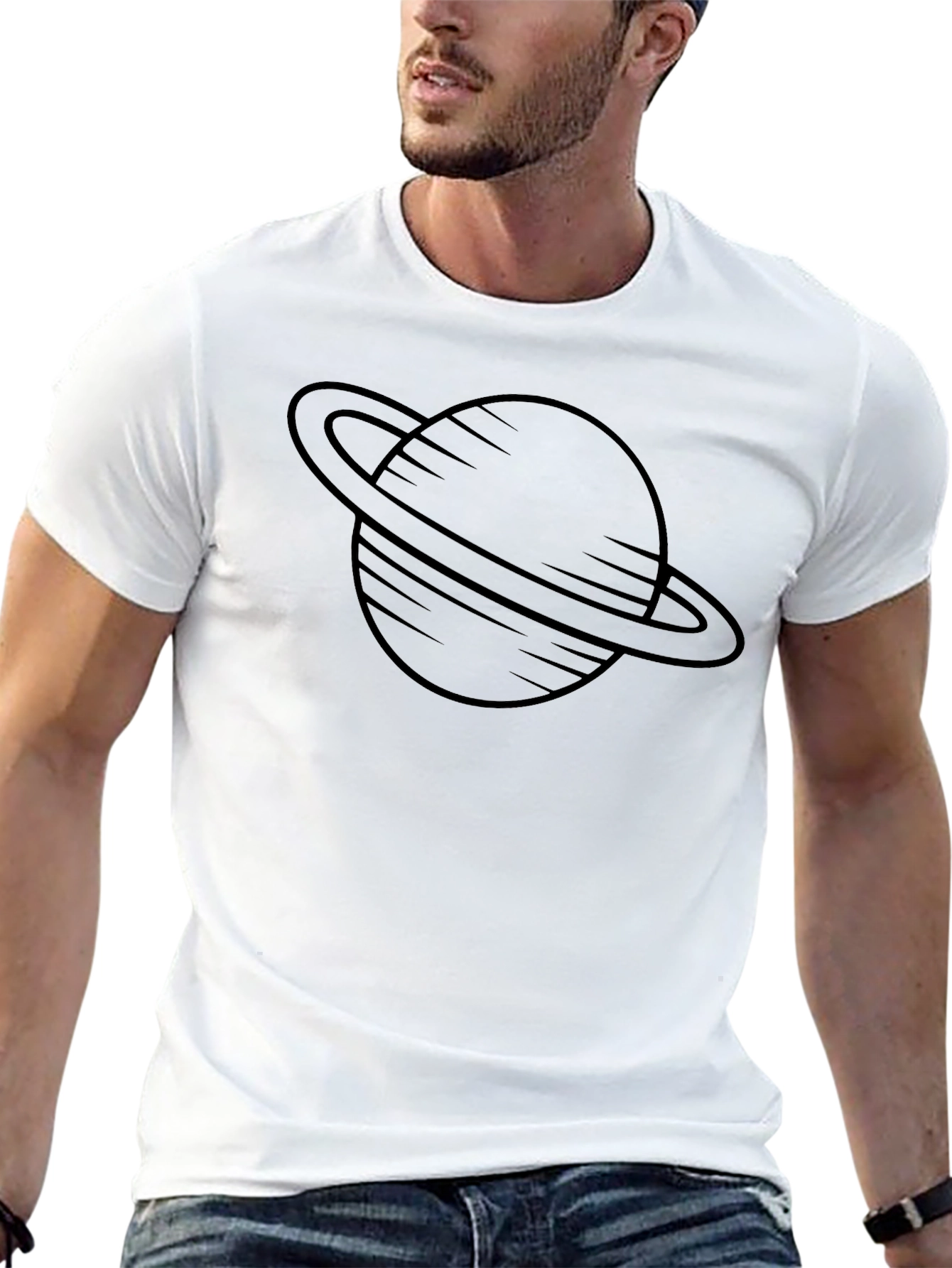 Saturn Graphic Mens Black T-Shirt