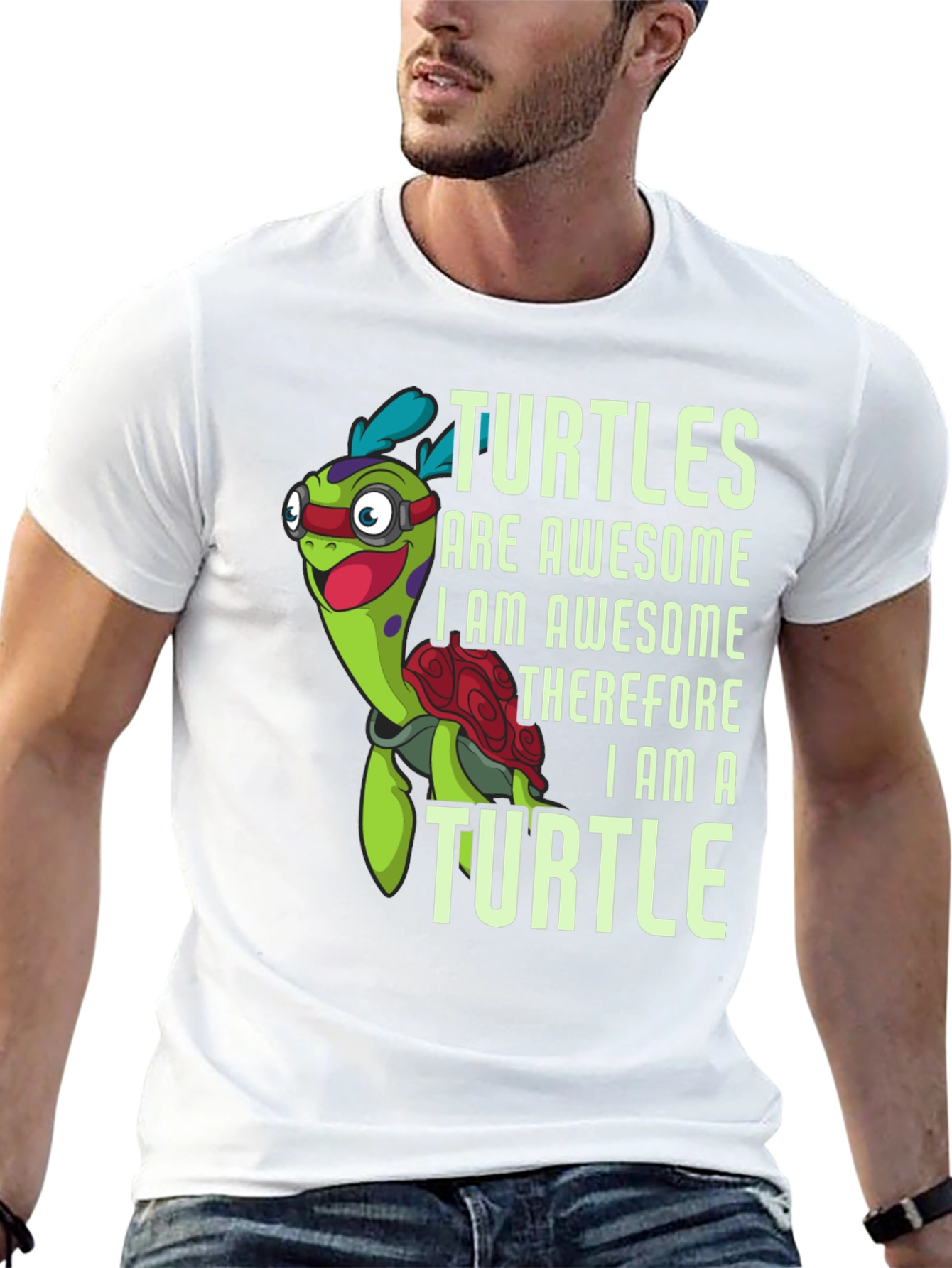 Awesome Turtle Graphic Tee - Mens Black T-Shirt