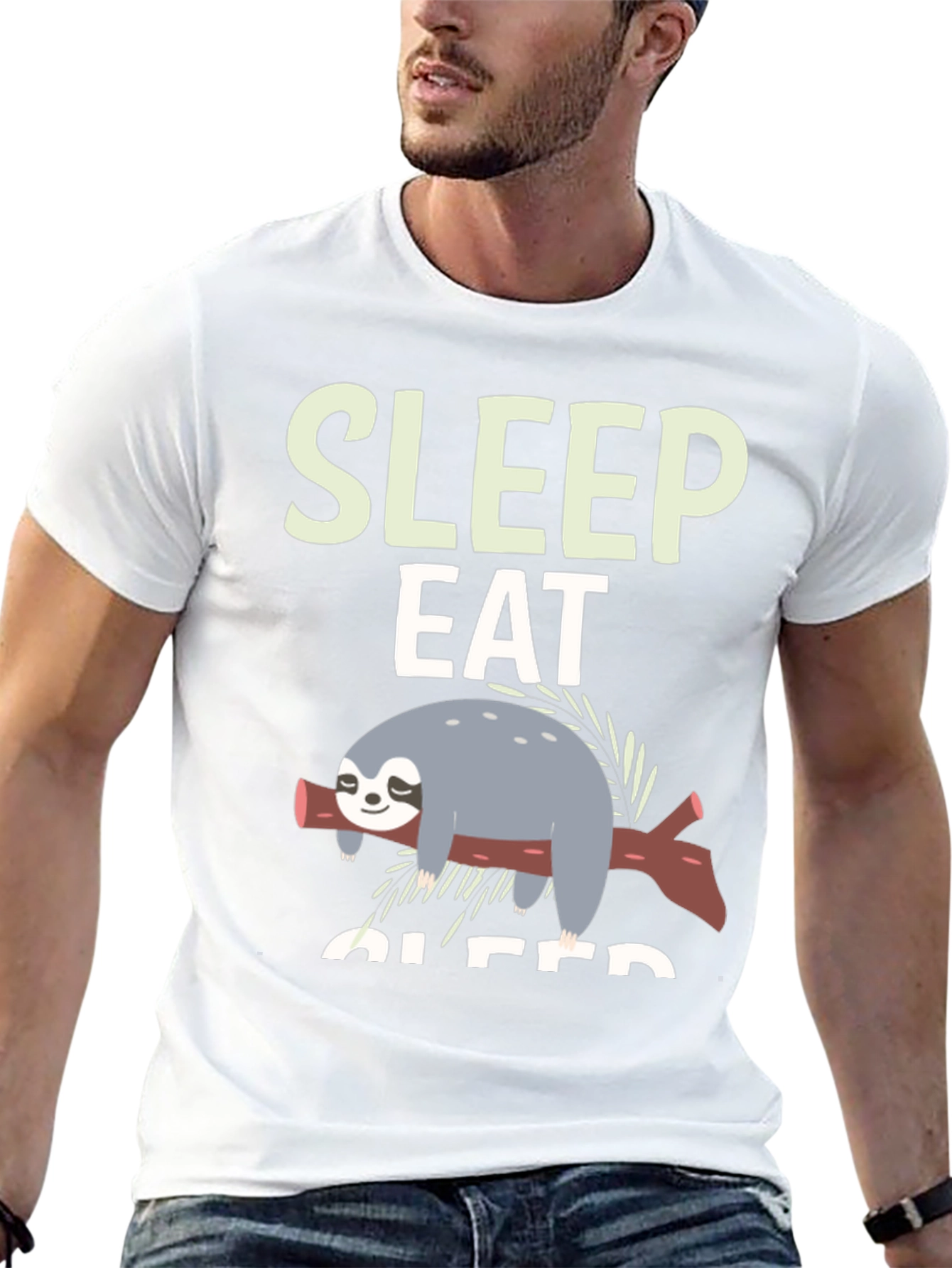 Sleep Eat Sloth Tee - Funny Relaxed Graphic T-Shirt