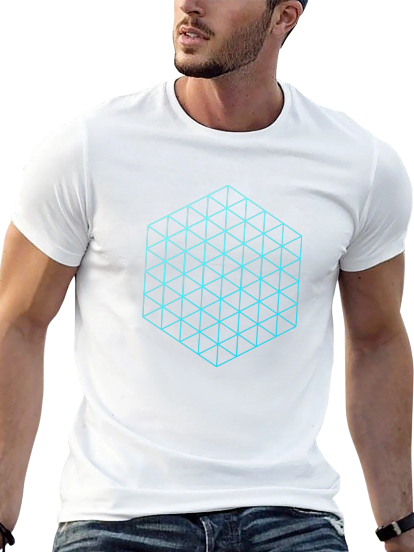 Geometric Triangles Black T-Shirt