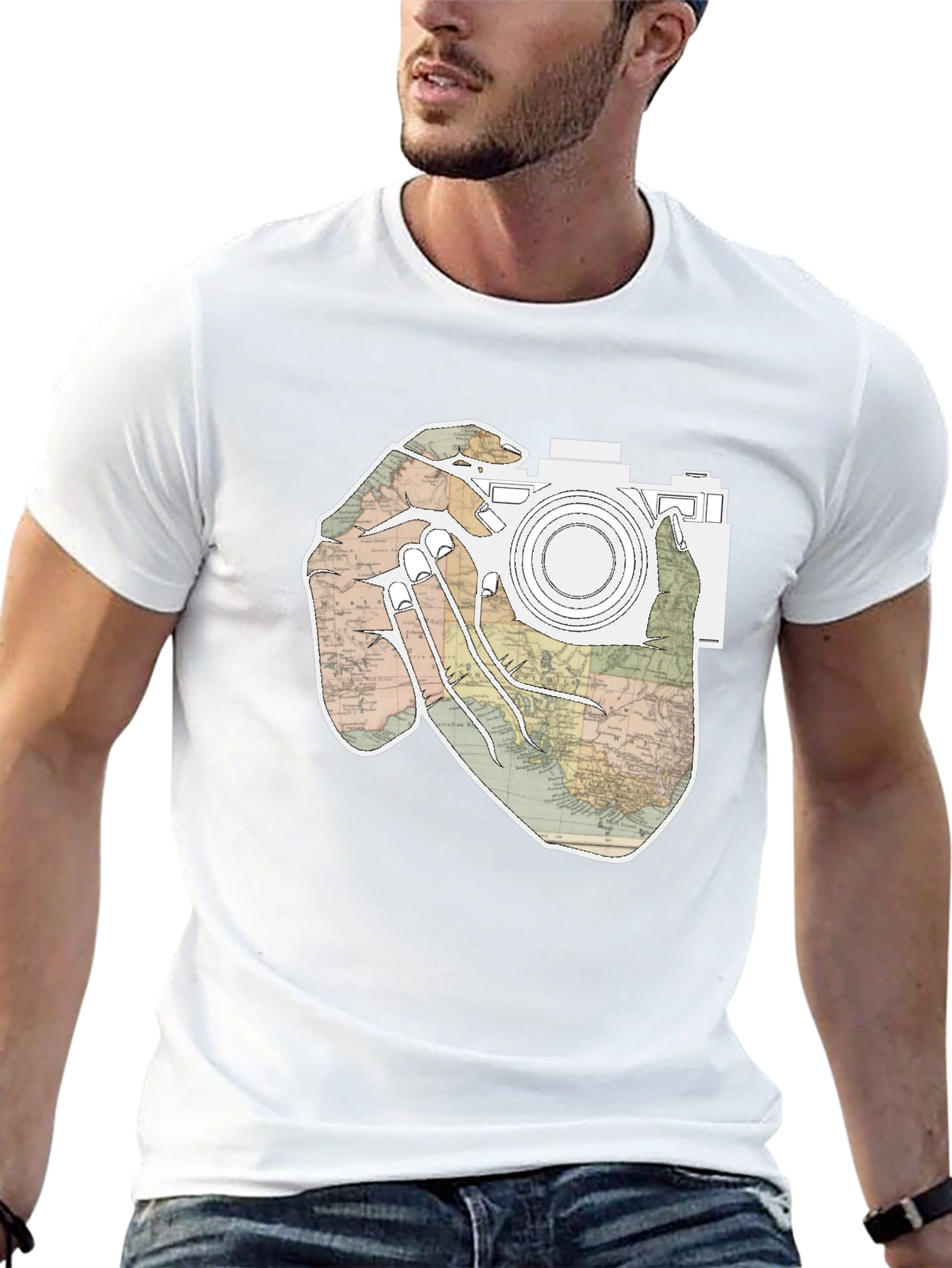 World Map Camera T-Shirt