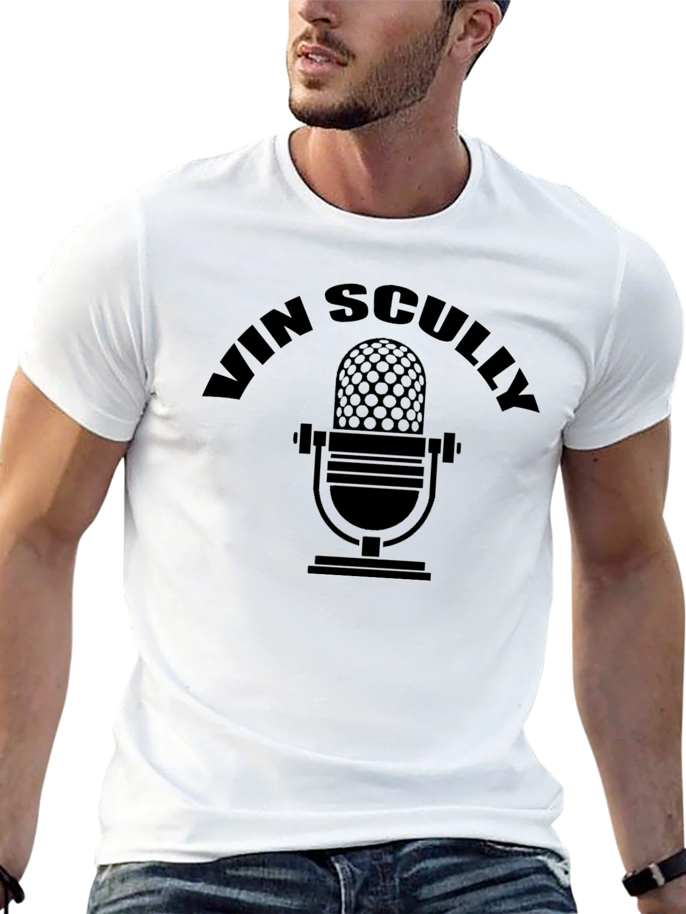 Vin Scully Microphone T-Shirt - Classic Broadcaster Tee