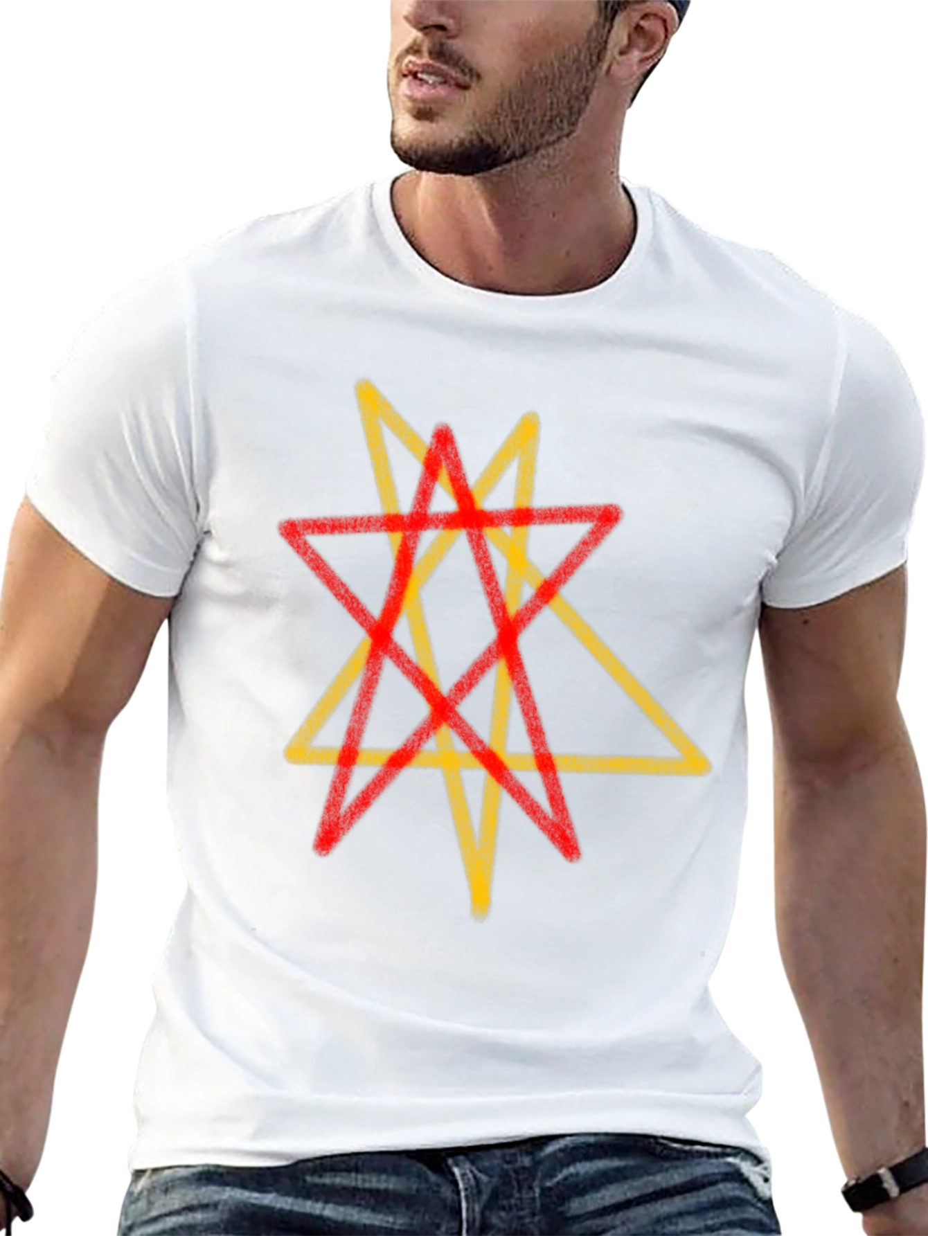 Geometric Star Graphic Tee - Black