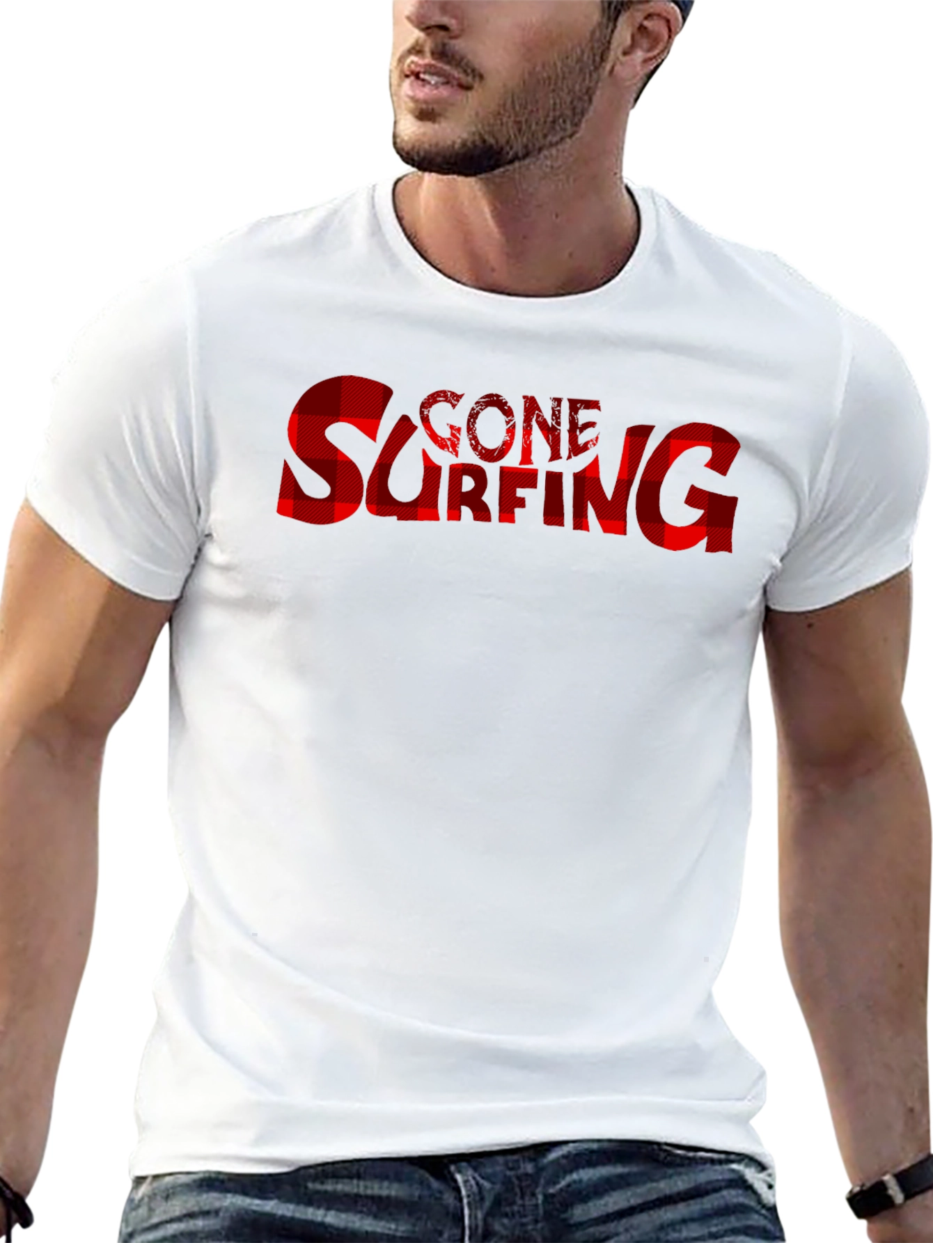 Gone Surfing Buffalo Plaid Graphic Tee