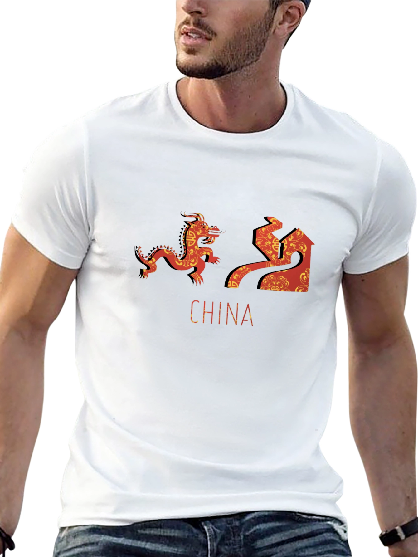China Dragon & Great Wall Graphic T-Shirt