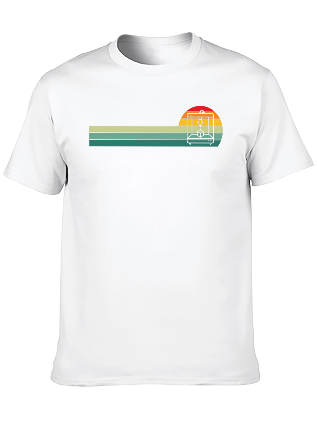 Retro 3D Printer Sunset T-Shirt - Maker Enthusiast Tee