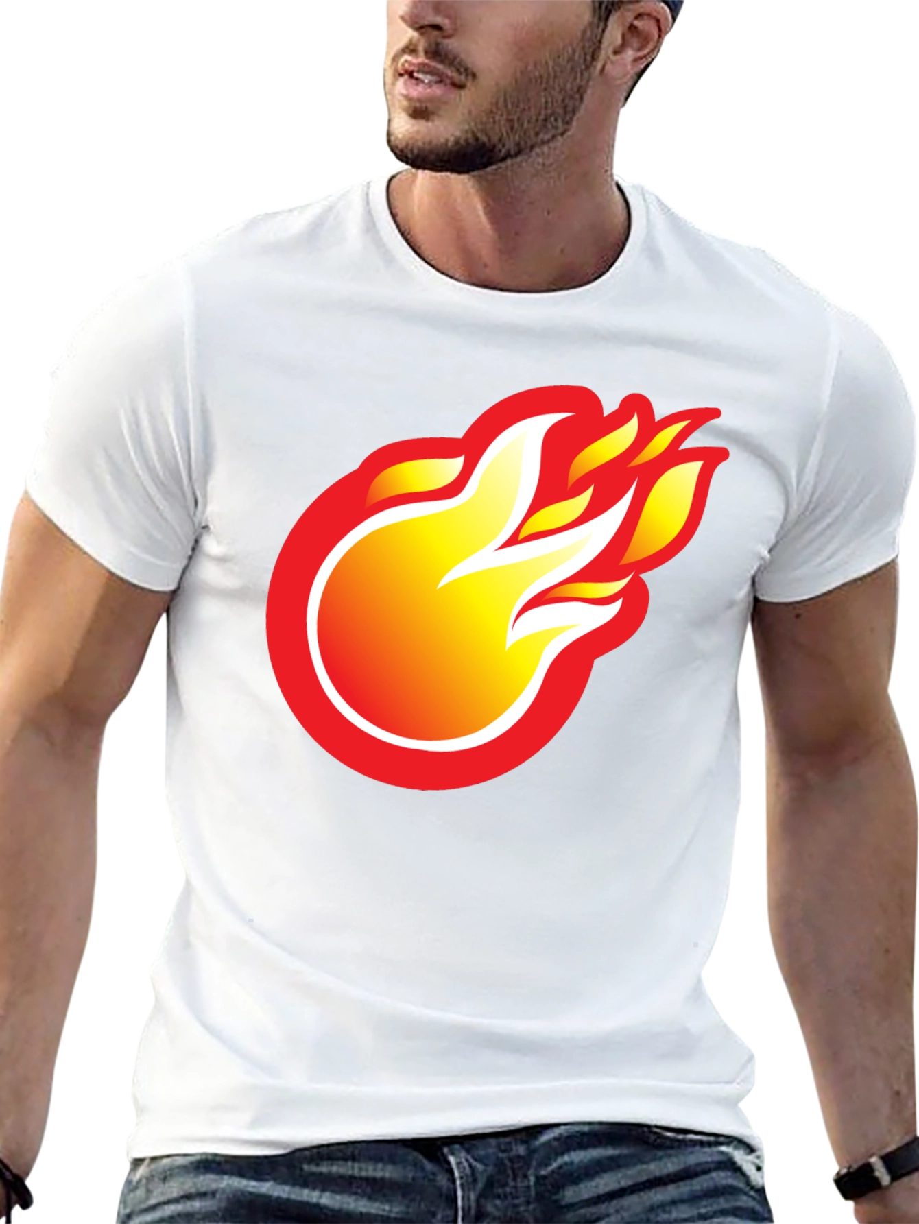 Fiery Flame Graphic Tee - Bold Black T-Shirt
