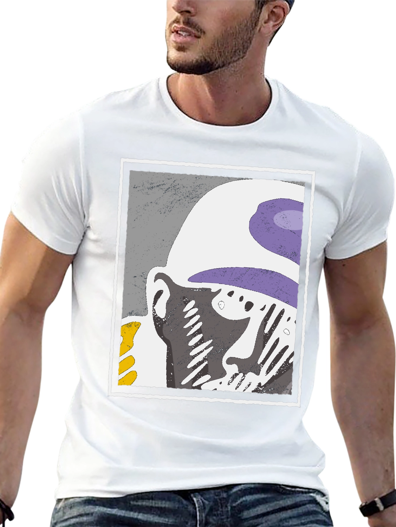 Abstract Face Graphic Tee - Black