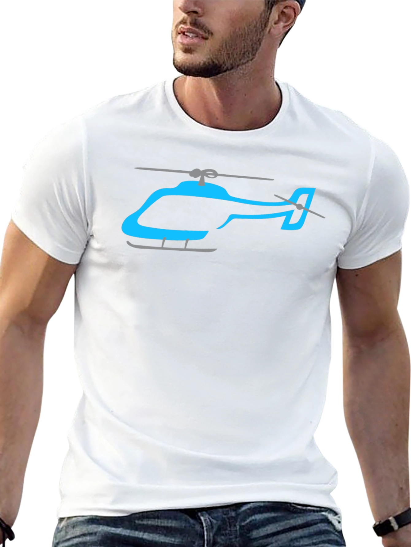 Helicopter Graphic Tee - Casual Black T-Shirt