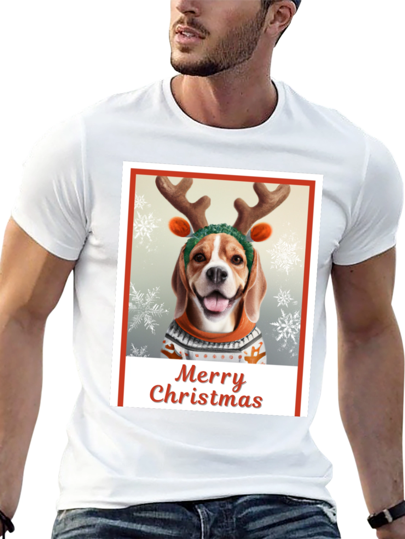 Merry Christmas Dog T-Shirt - Holiday Festive Wear