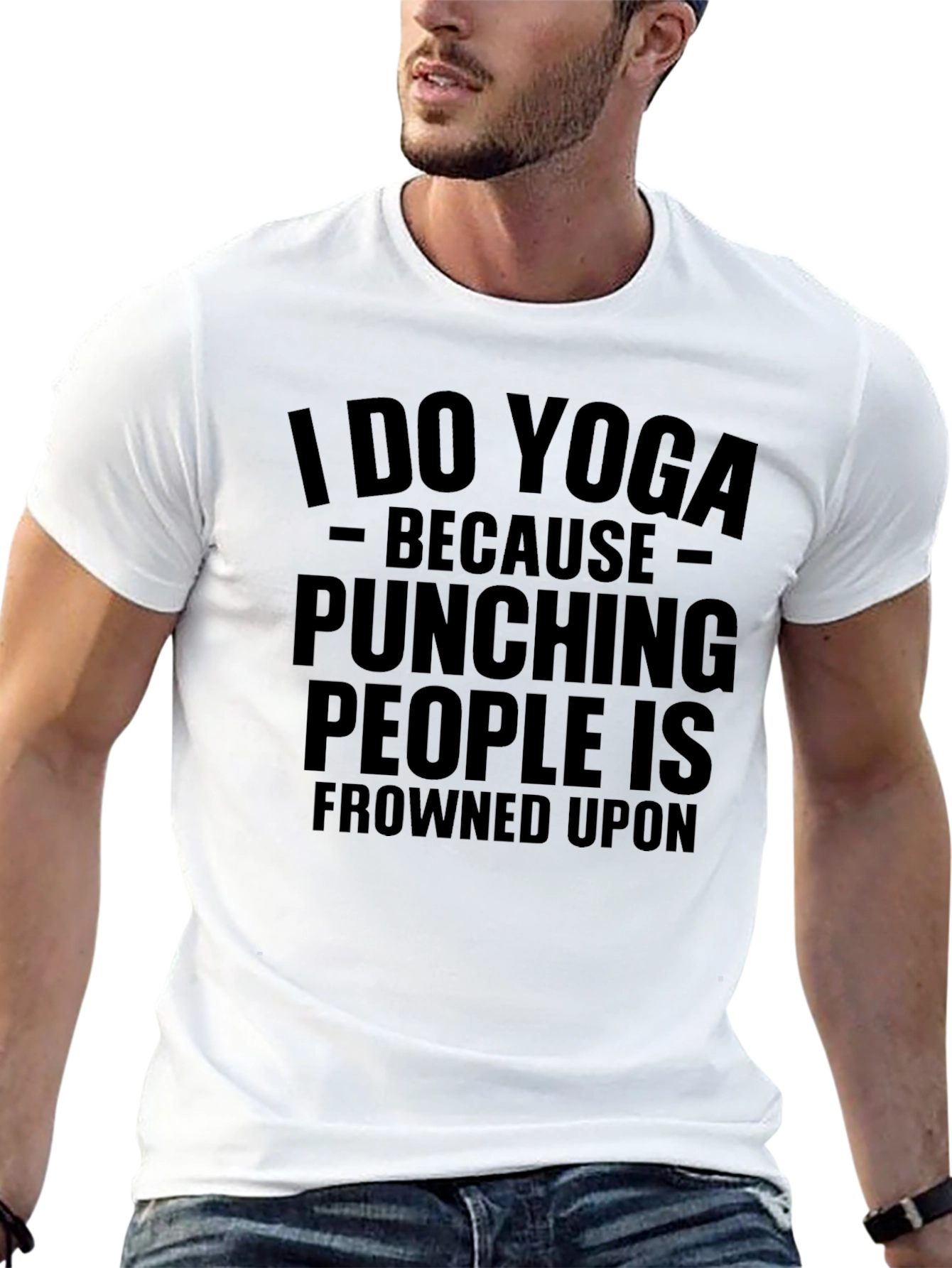 Yoga Humor T-Shirt: Punching People Frowned Upon Tee