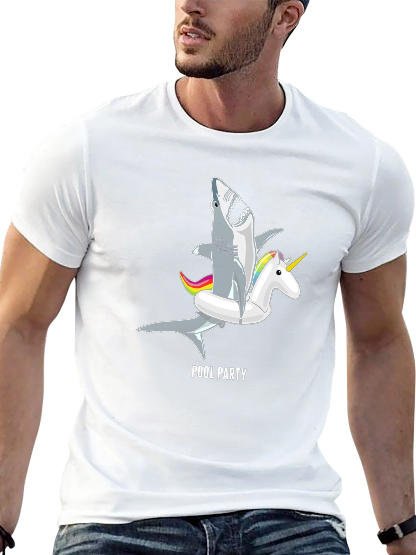 Pool Party Shark Unicorn Graphic Tee