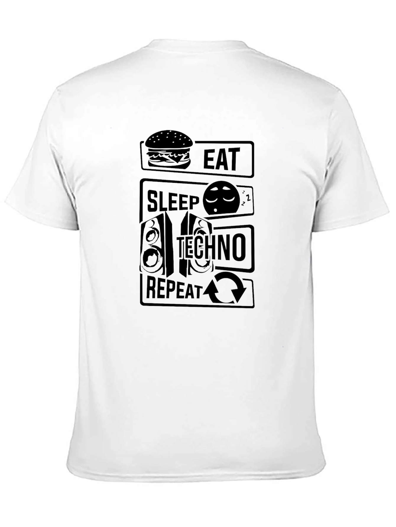 Eat Sleep Techno Repeat Black Graphic T-Shirt