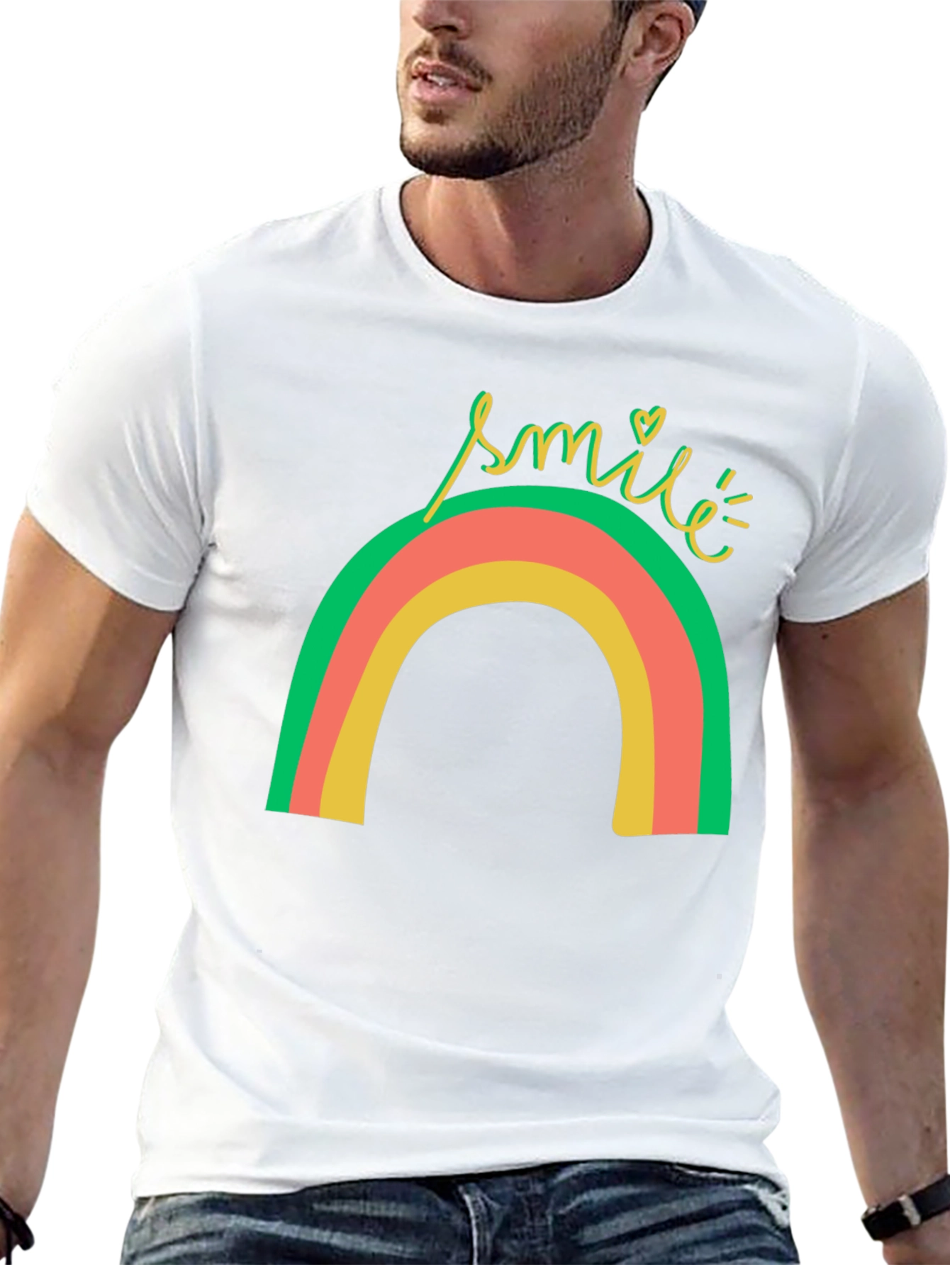 Smile Rainbow Graphic Tee - Black T-Shirt
