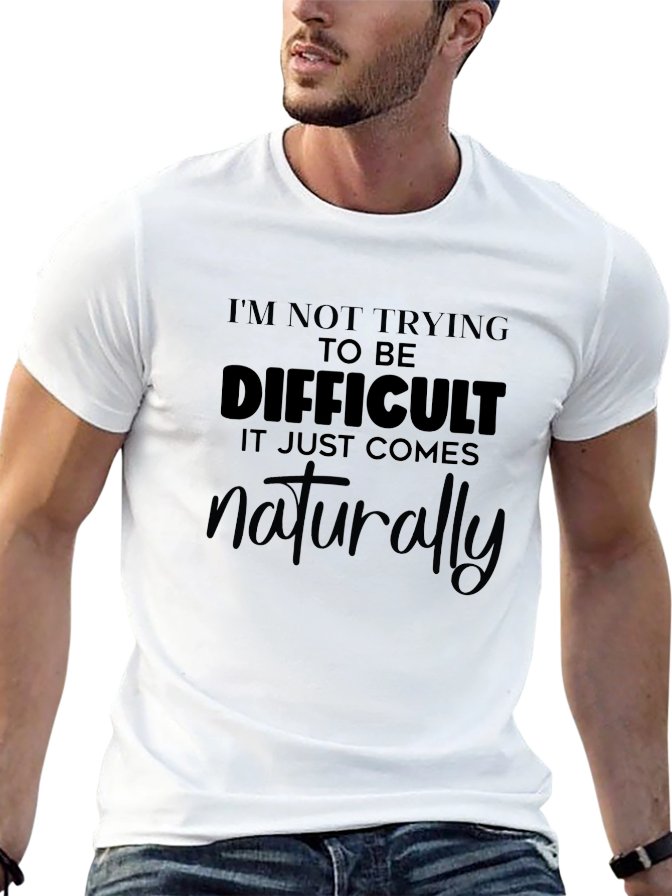 Difficult Naturally Black Graphic Tee