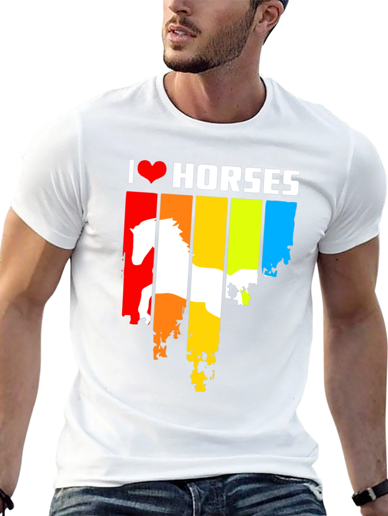 I Love Horses Rainbow Graphic Tee