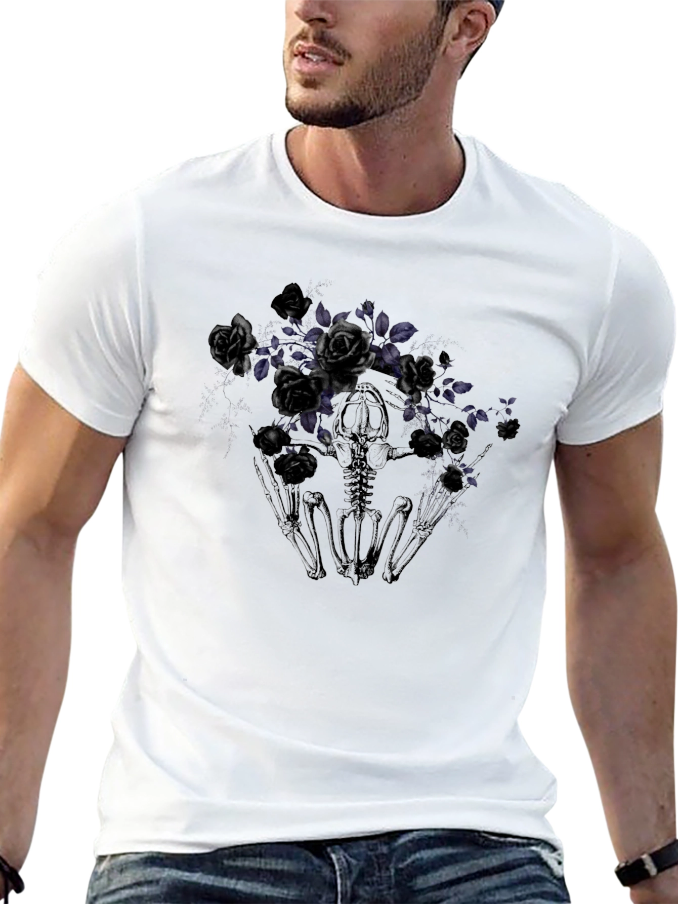 Gothic Floral Skeleton T-Shirt