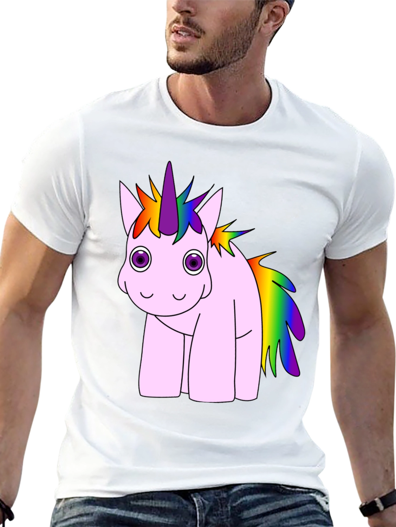 Rainbow Unicorn Black T-Shirt