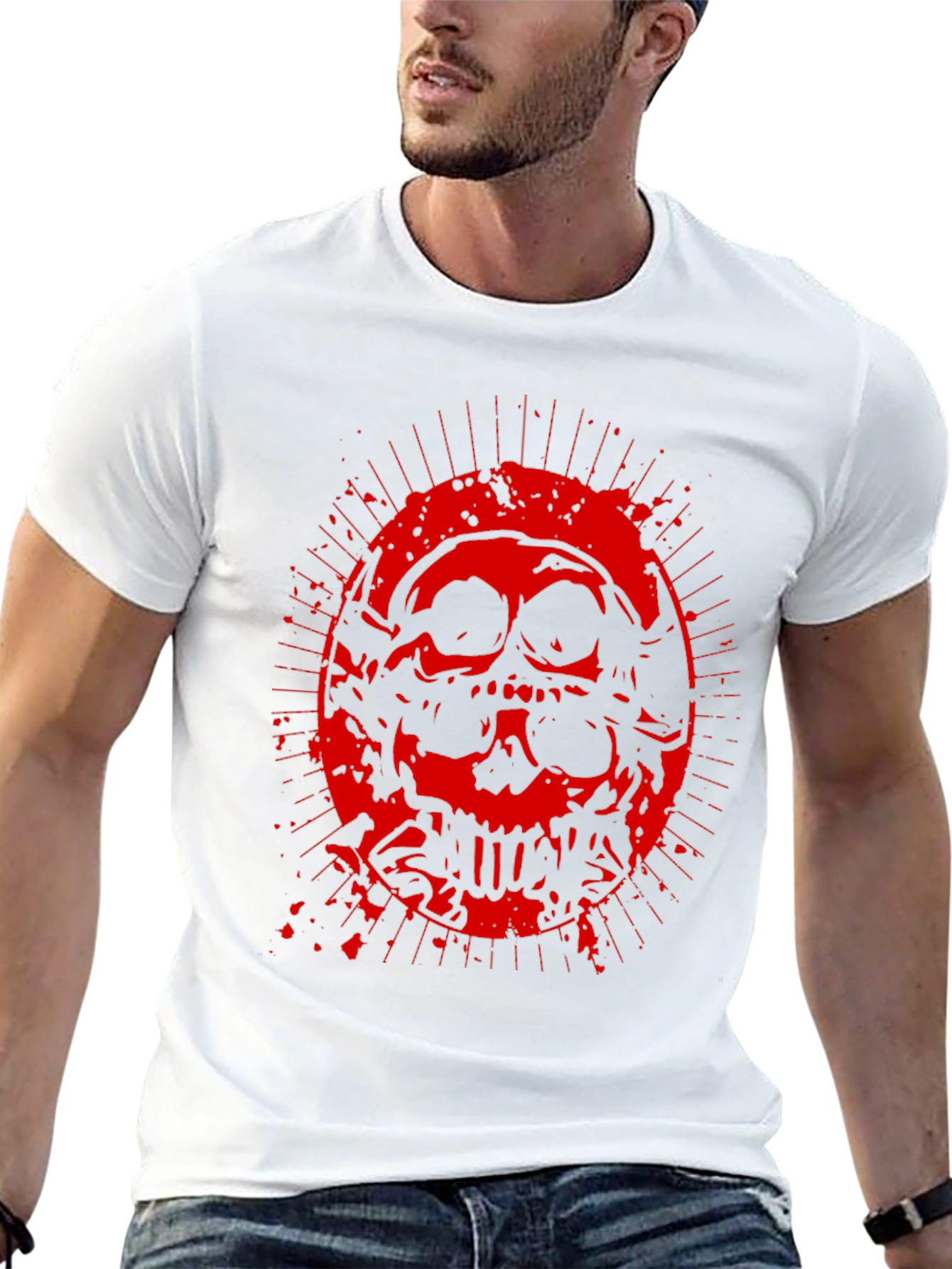 Skull Graphic Print Crew Neck T-Shirt