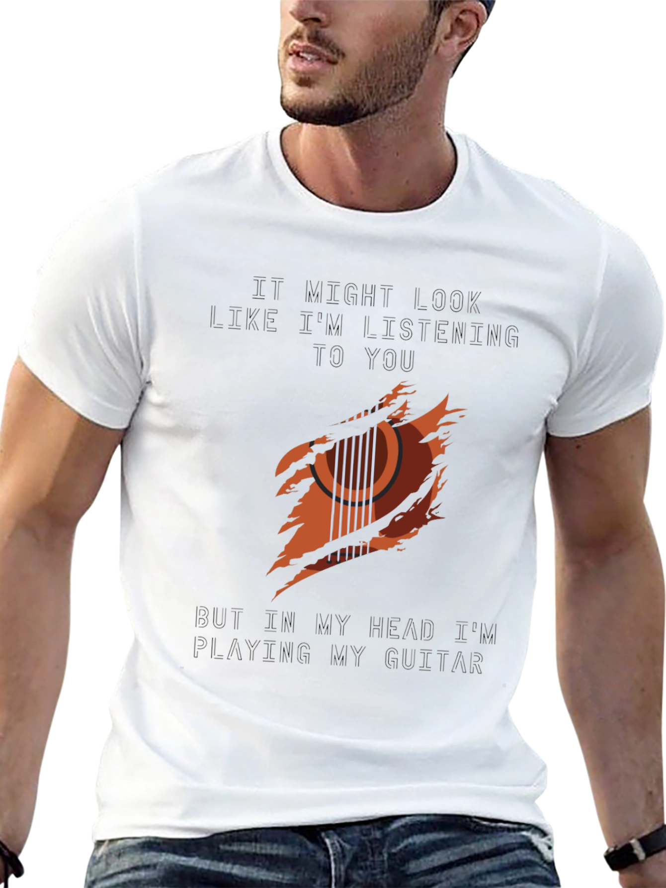 Guitar Player T-Shirt: Head in the Music!