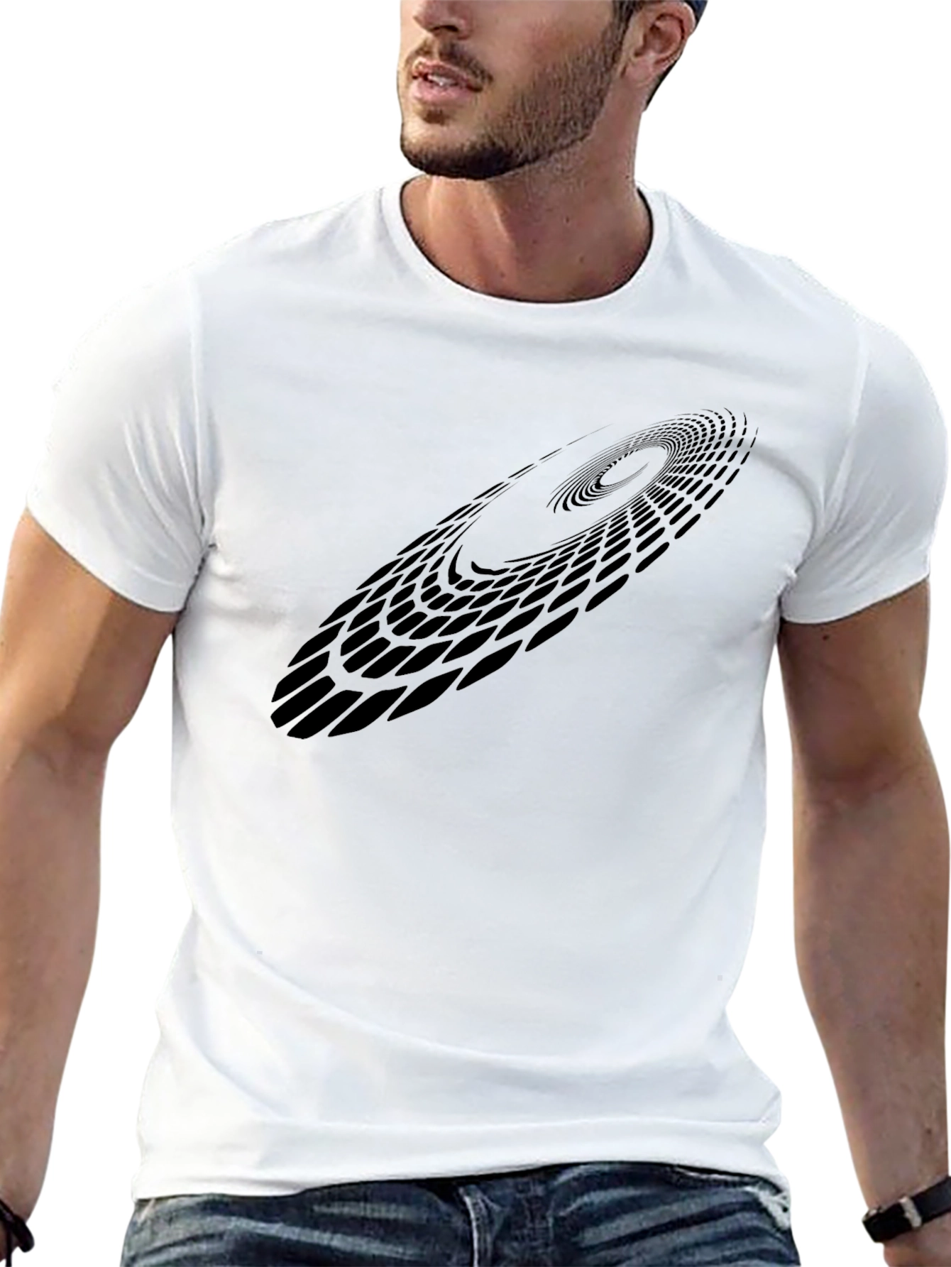 Abstract Vortex Graphic Black T-Shirt