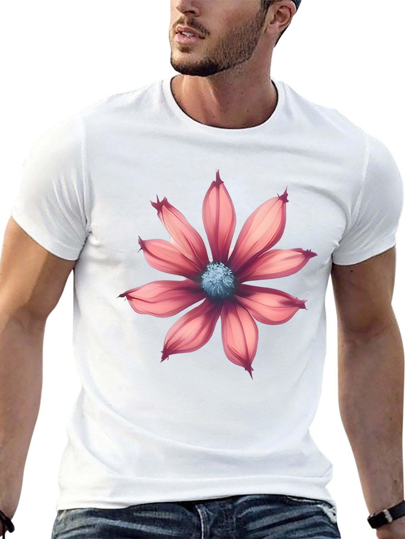 Floral Graphic Print Black T-Shirt