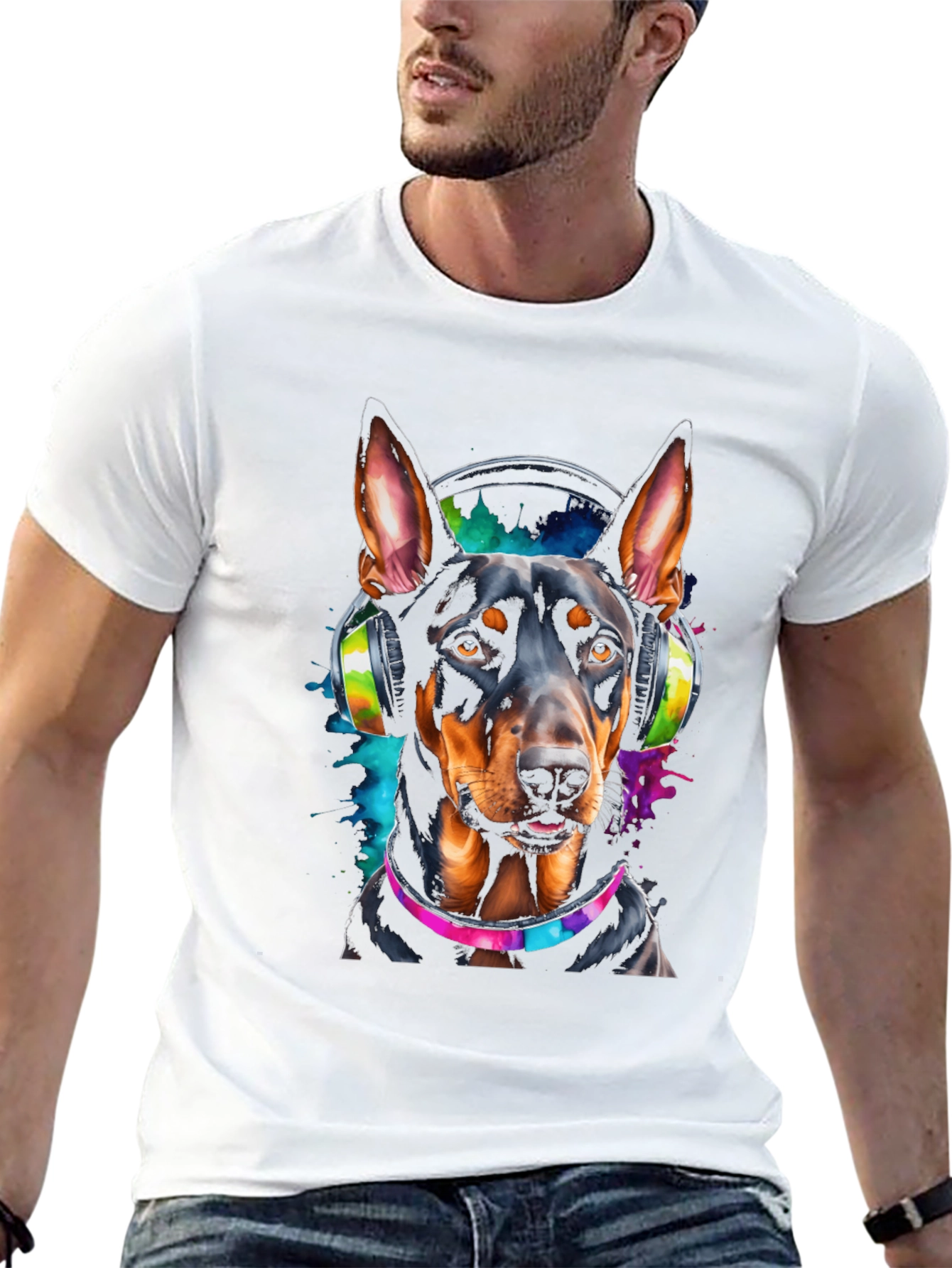 Doberman DJ Dog Graphic T-Shirt