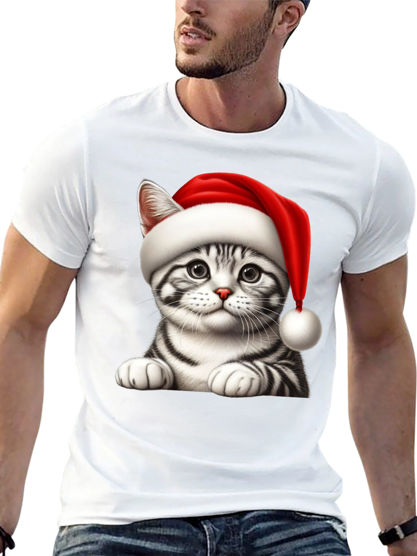Festive Cat Tee - Holiday Cheer T-Shirt