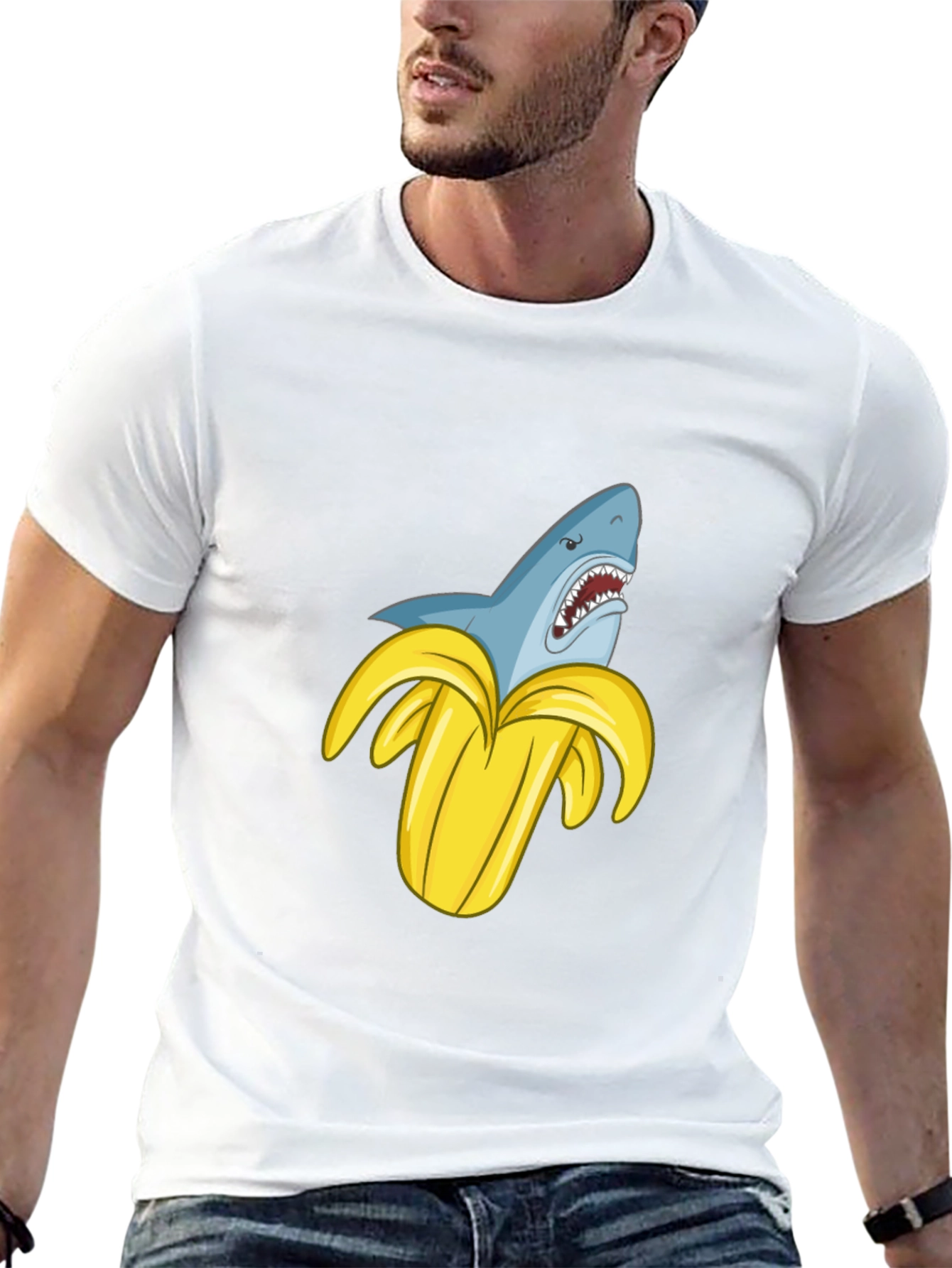 Shark Banana Funny Graphic T-Shirt