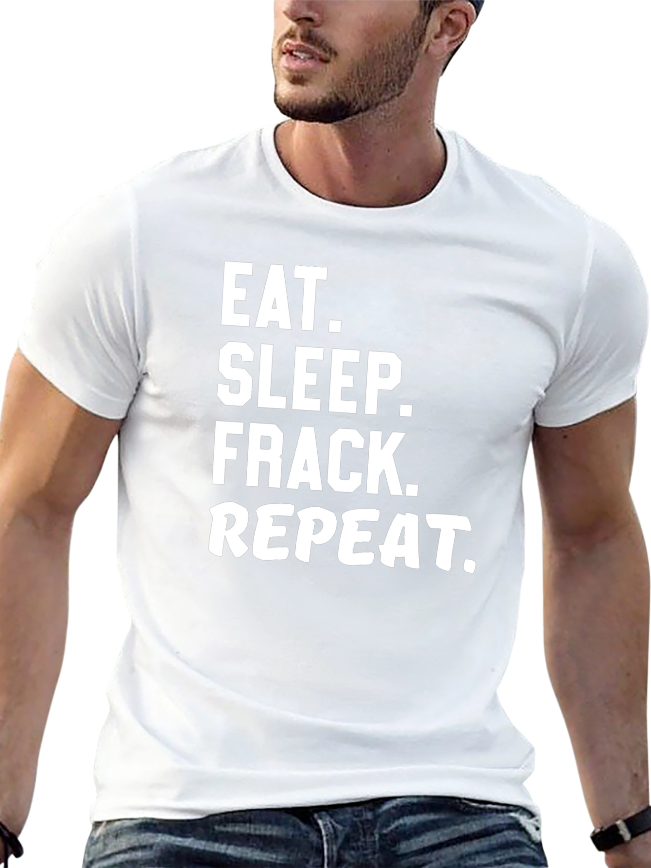 Eat Sleep Frack Repeat Black Graphic T-Shirt