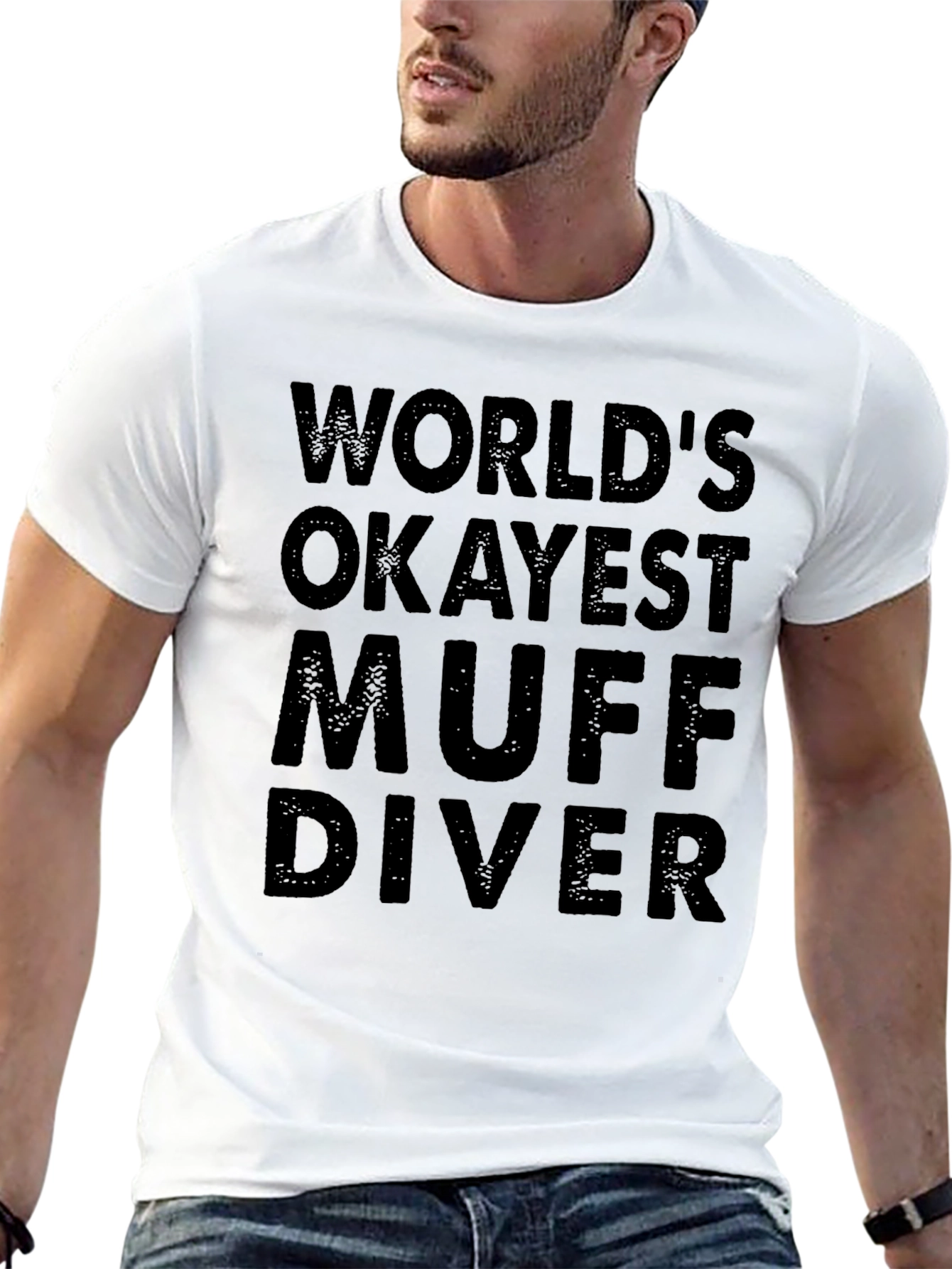 Worlds Okayest Muff Diver Black Graphic T-Shirt
