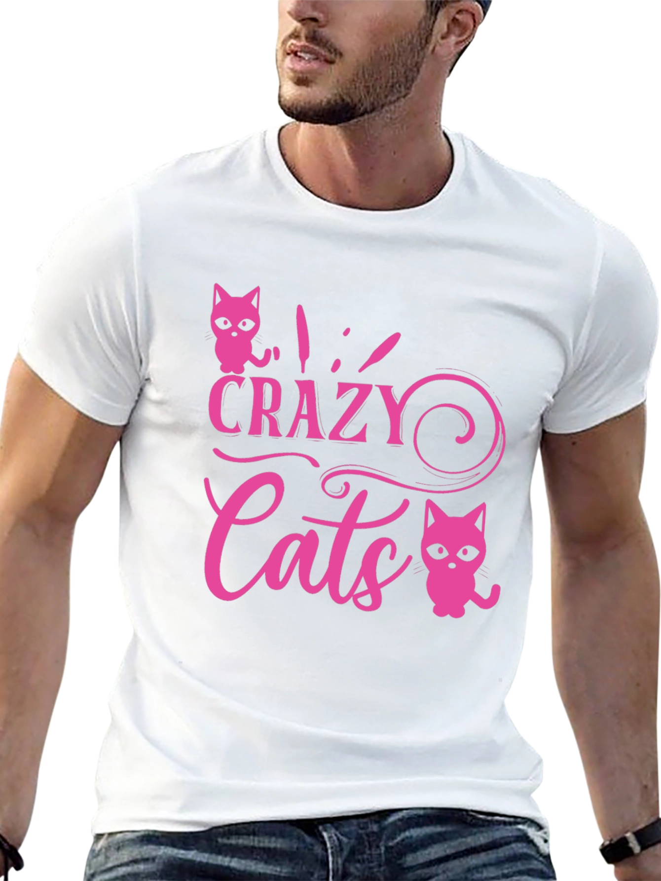 Crazy Cats Graphic Tee - Pink