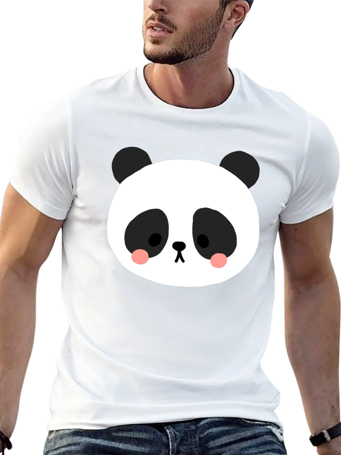 Cute Panda Graphic Tee - Black Cotton Blend
