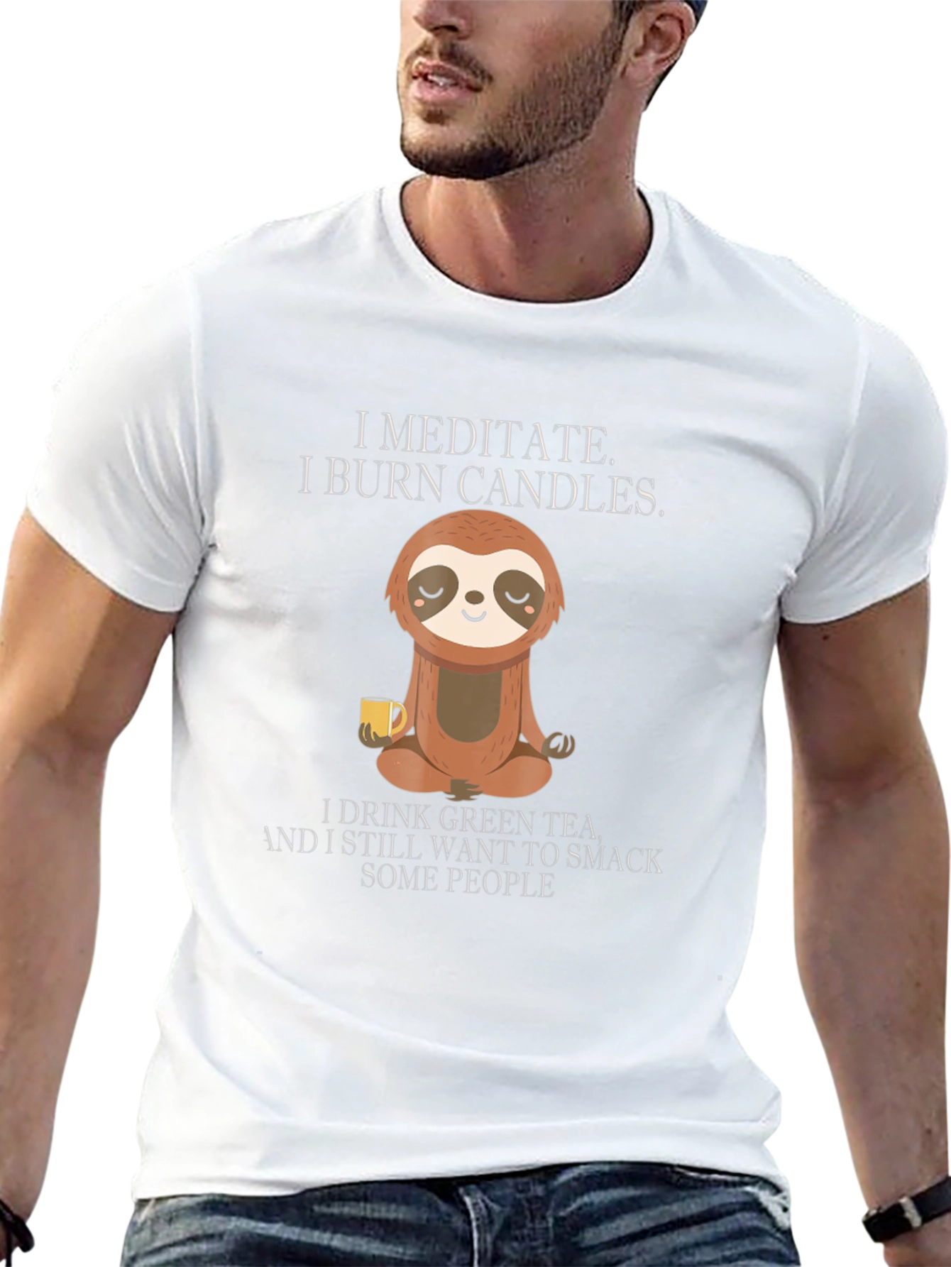 Meditating Sloth Graphic T-Shirt - Funny Relaxed Zen Tee