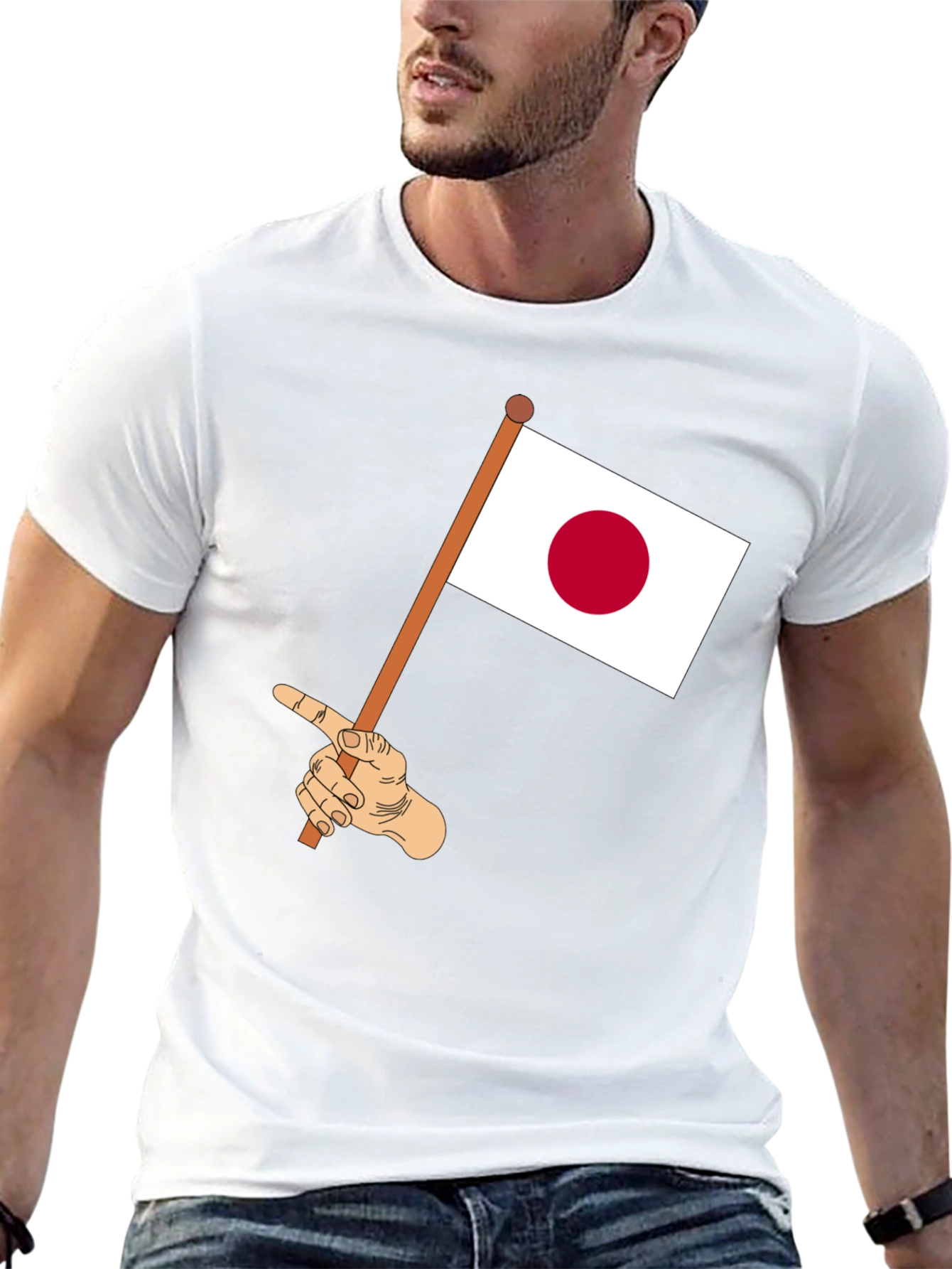Japan Flag Waving Tee - Unique Graphic T-Shirt